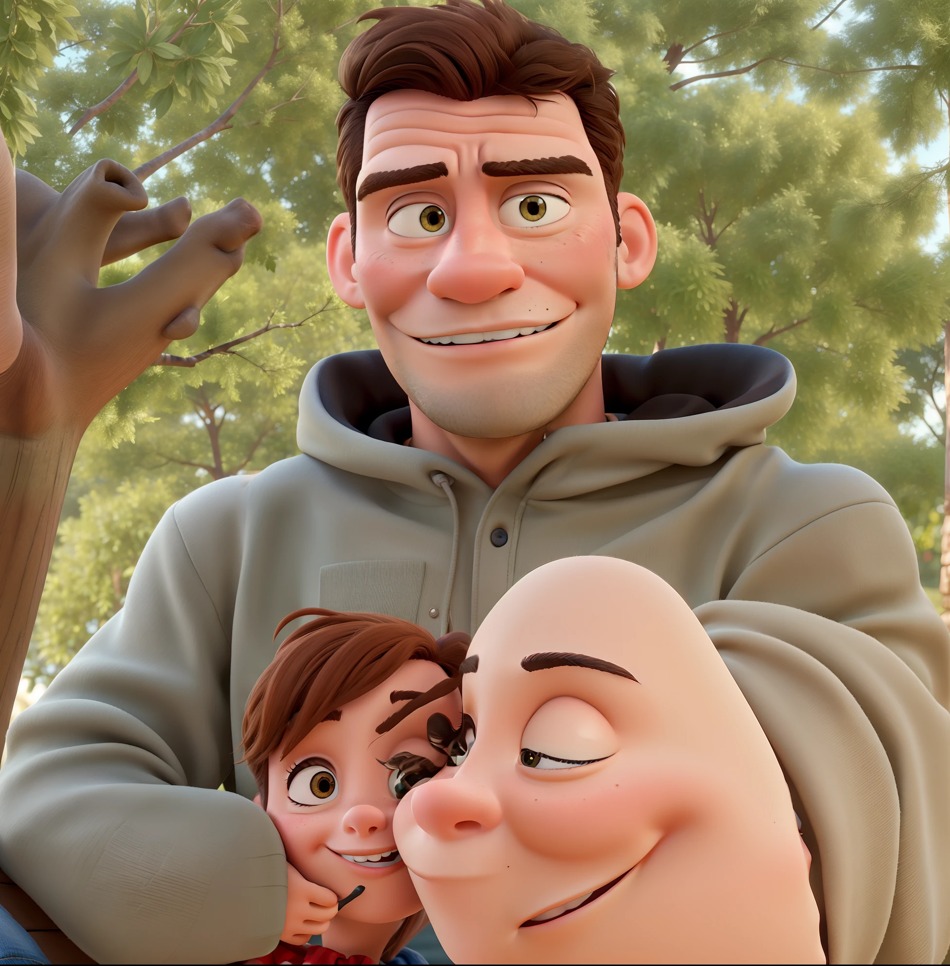 A couple in great quality and definition in the style of Disney pixar
