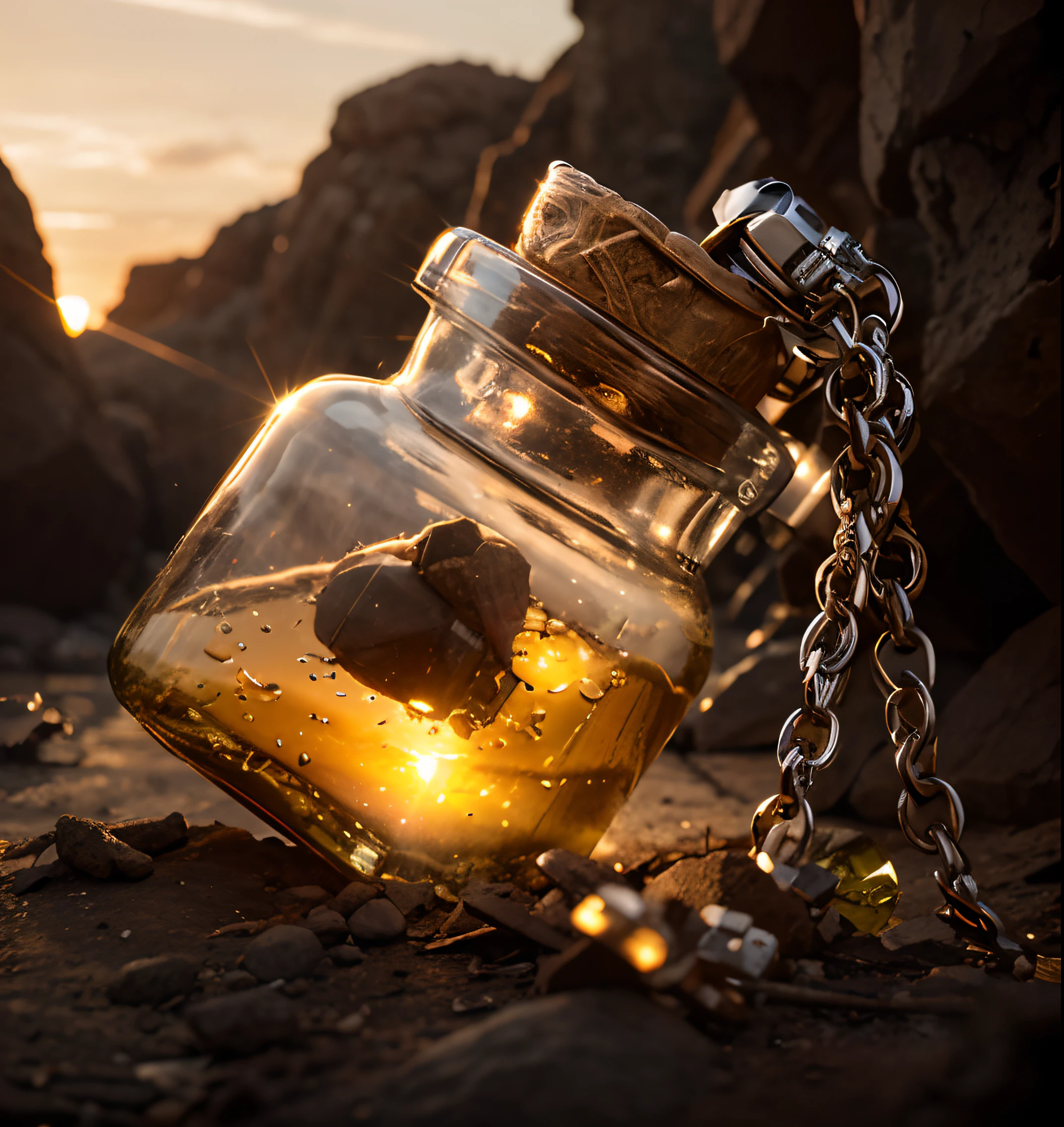 Change this bottle beckgraund to adune, sunset professional product photography