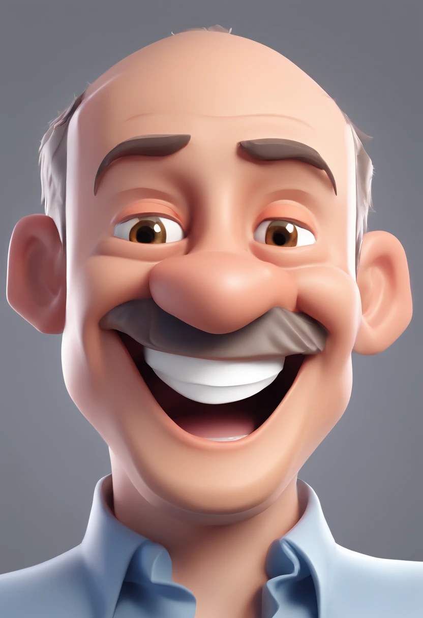 Smiling Man Illustration, sorriso insano, Homem de pele marrom com um sorriso gigante, happily smiling at the camera, sorriso atrevido, he's smiling, sorriso muito grande, Macho sorridente, foto de perfil headshot, rindo sorriso enorme, desenhando no estilo de Arte 3D, c4d, fundo de cor branco puro, estilo disney, estilo pixar render ilustracao Super Detalhe, 8k