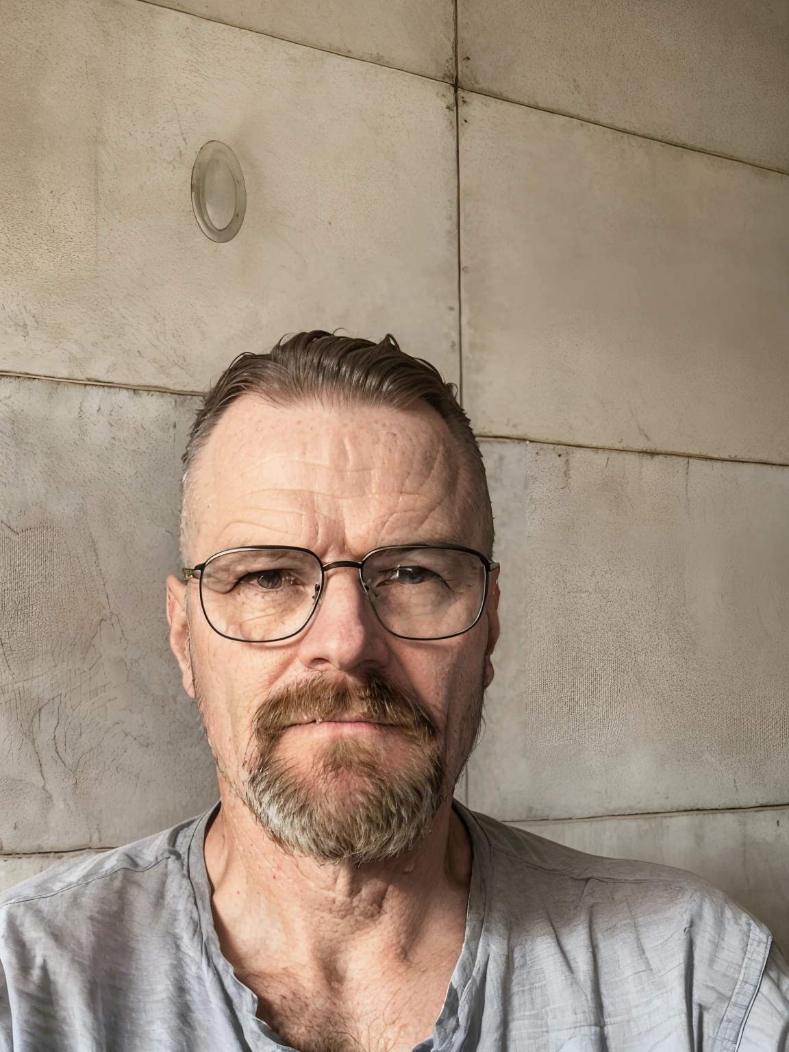 there is a man with glasses and a beard wearing a gray shirt, Fotografia selfie 8k, Homens de 45 anos, foto de perfil headshot, Homem de 4 0 anos, Streamer do Twitch / Jogador Ludwig, taken in the early 2020s, Retrato NFT, Andreas M Wiese, Homem de 5 0 anos