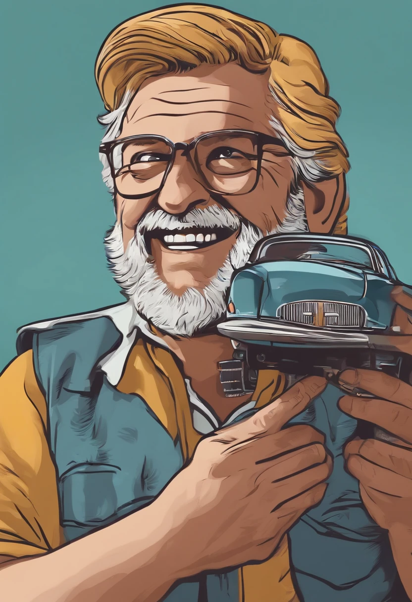 Grillo, vetor, flat, Picking up a car part in your hands, funny face, estilo cartoon, sem fundo, super detalhado, photo in very high quality, super sharp, vetorizada