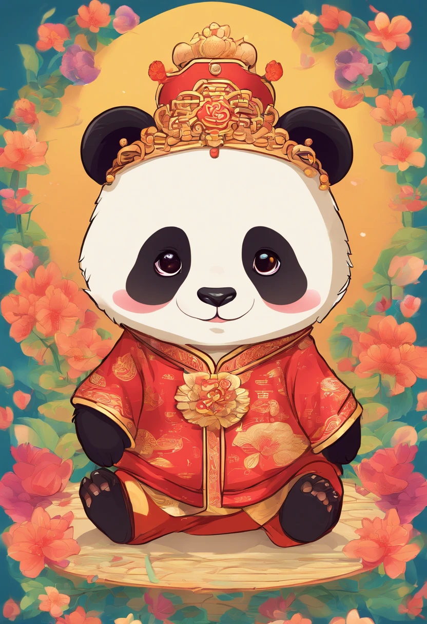 Adorable panda dressed in traditional Chinese costume，moon full，Mid-Autumn Festival,Chinese painting style comics，Advanced background color scheme