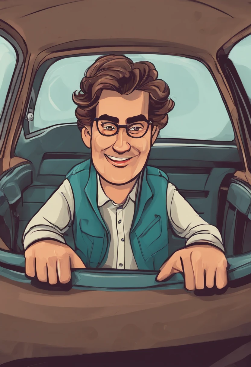 um personagem Grillo, vetor, plano, Taking a car part in your hands, funny face, estilo cartoon, sem fundo, super detalhado, photo in very high quality, Super afiado, vetorizado