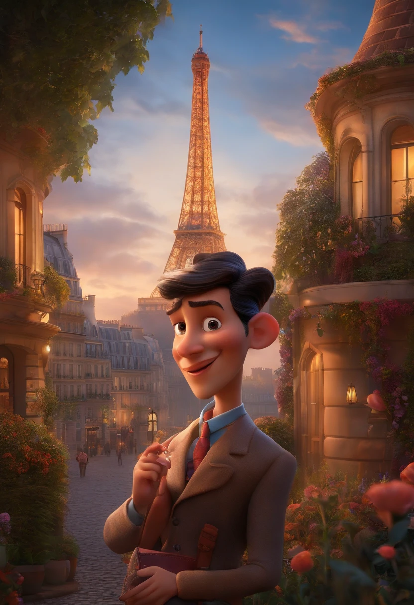 A Dream Architect Inspired by Pixar Animation, de perto. The character is in Paris