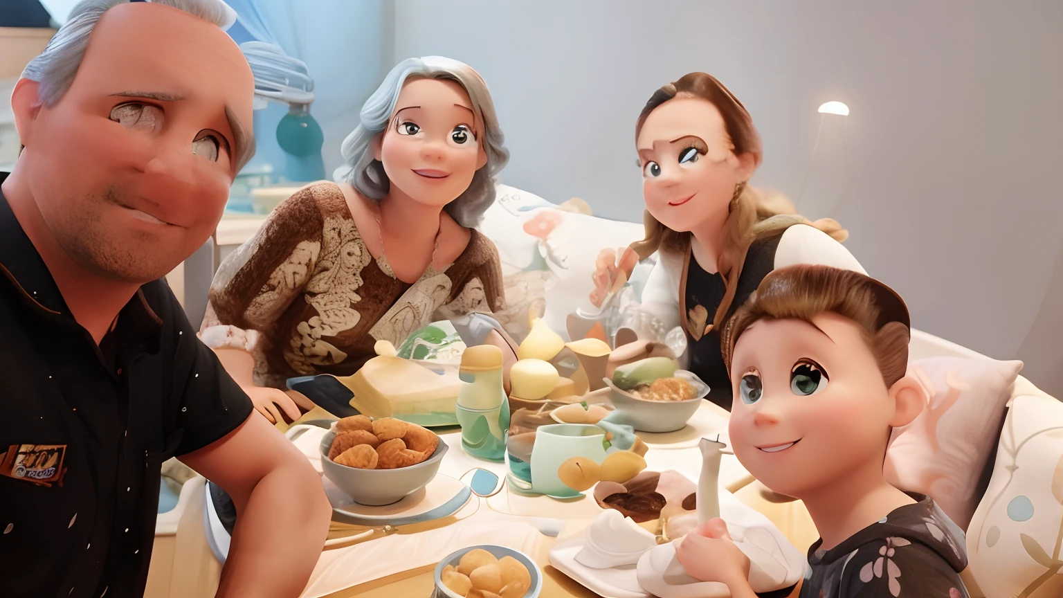 Disney Pixar Style Family, alta qualidade.