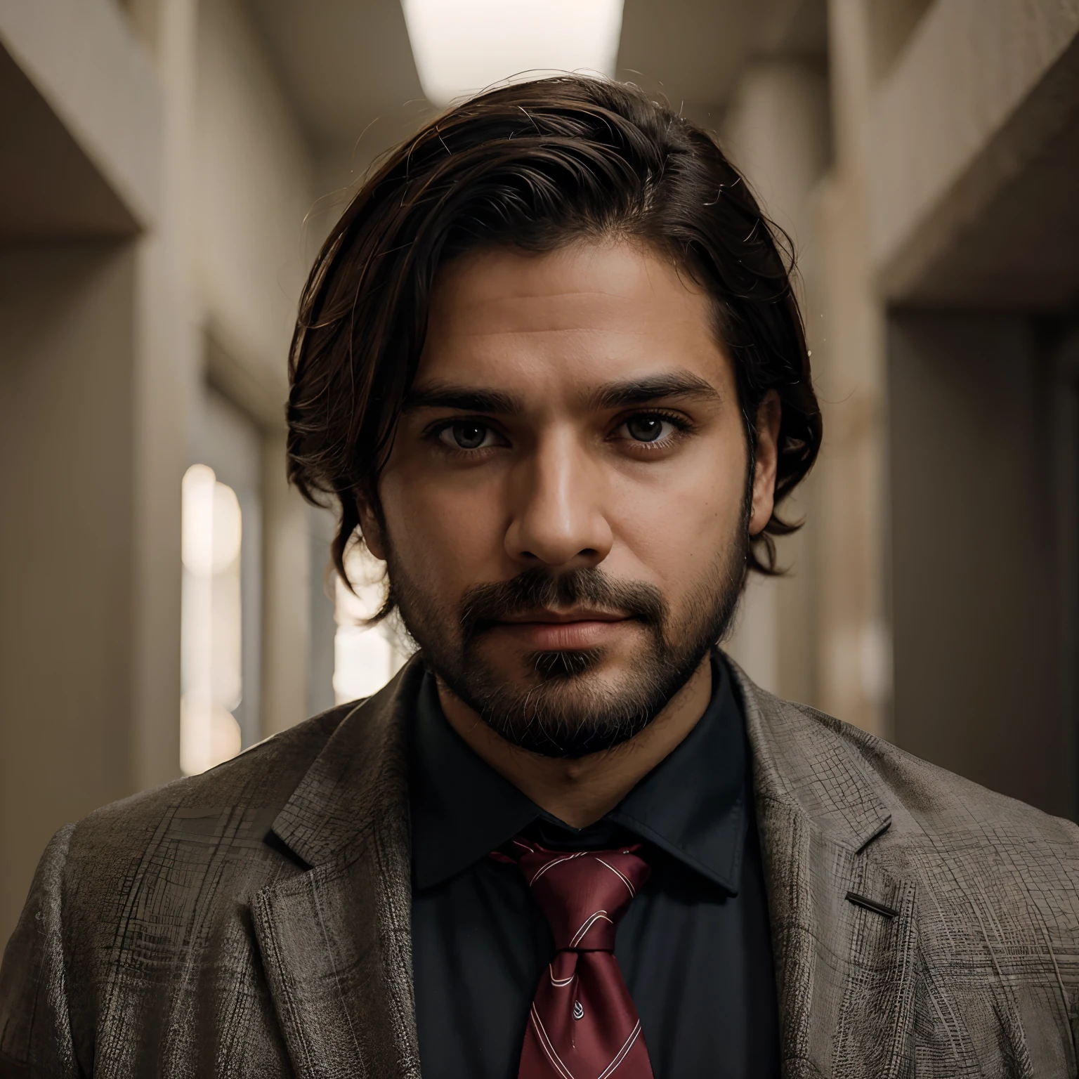 Rapaz 38 anos rosto comprido ,barba ,jacket and tie ,cabelo loiro escuro