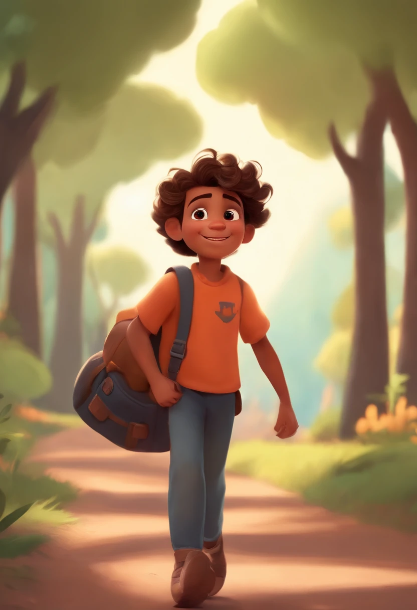 Image of a boy for a story in a YouTube video in Pixar format, He's the little allabester, He's the class leader, He's outgoing, Playful and gets up for a lot of things, cabelo curto
