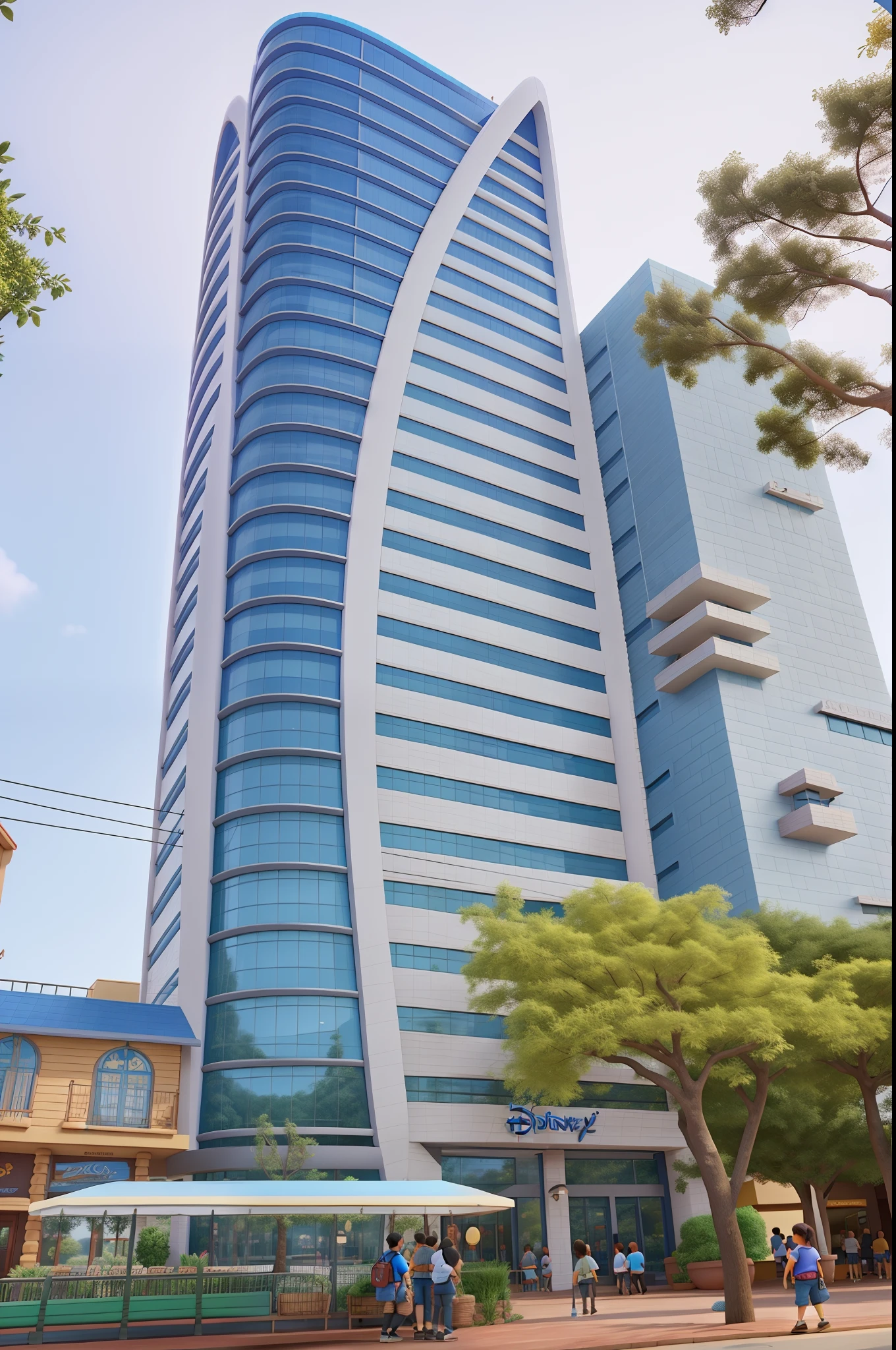 A Disney Pixar-style building, alta qualidade, melhor qualidade