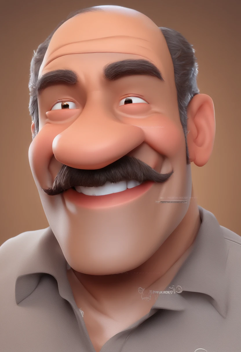 Smiling Man Illustration, sorriso insano, Homem de pele marrom com um sorriso gigante, happily smiling at the camera, sorriso atrevido, he's smiling, sorriso muito grande, Macho sorridente, foto de perfil headshot, rindo sorriso enorme, desenhando no estilo de Arte 3D, c4d, fundo de cor branco puro, estilo disney, estilo pixar render ilustracao Super Detalhe, 8k