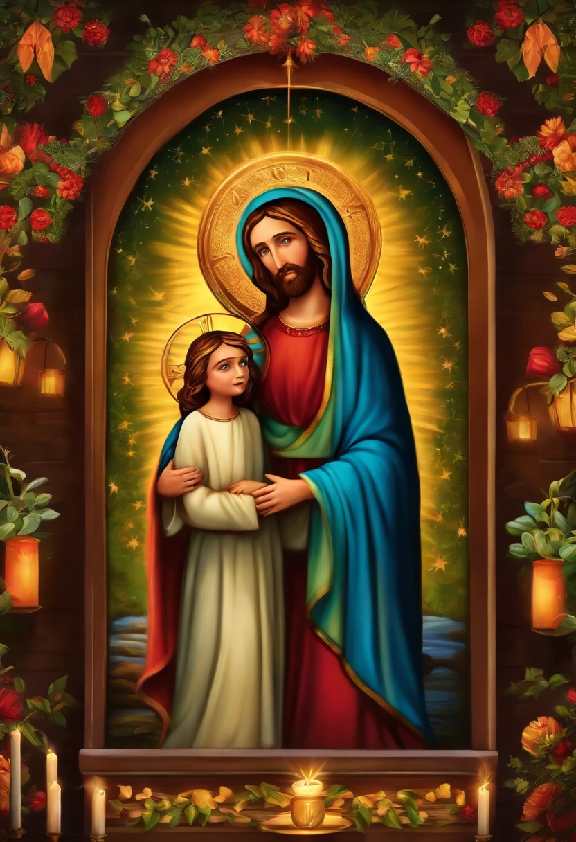Baner Pixar style Jesus Mary and Joseph