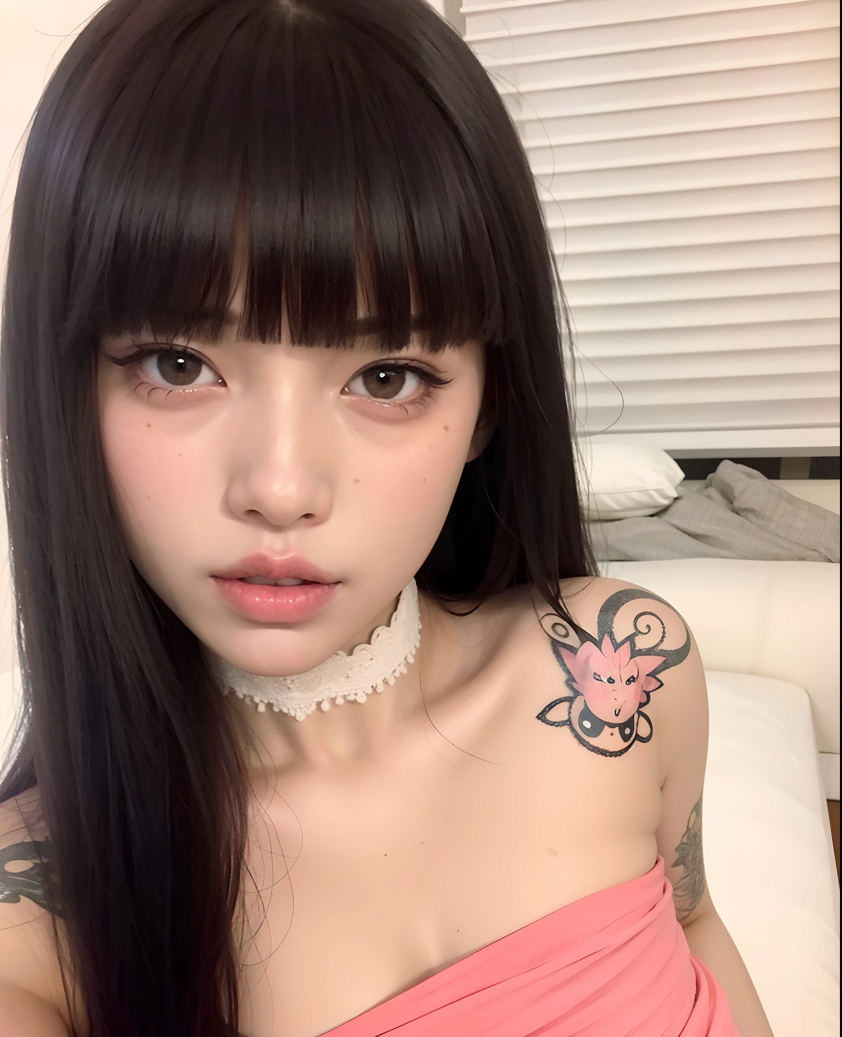 masterpiece,best quality,nude,(bedroom),choker,nipple piercing,woman with nipple piercings,nipple piercing,womb_tattoo,beautiful woman face,[bedroom],sleepy-eyed,masterpiece,best quality,(2woman),(1boy),penis,ffm threesome,licking penis,cooperative ((fellatio)),black hair,punk fashion, (full body tattoo:1.5), (tattooed nipples:1.5), ((Lots of body piercings:1.5)), (pierced nipples)