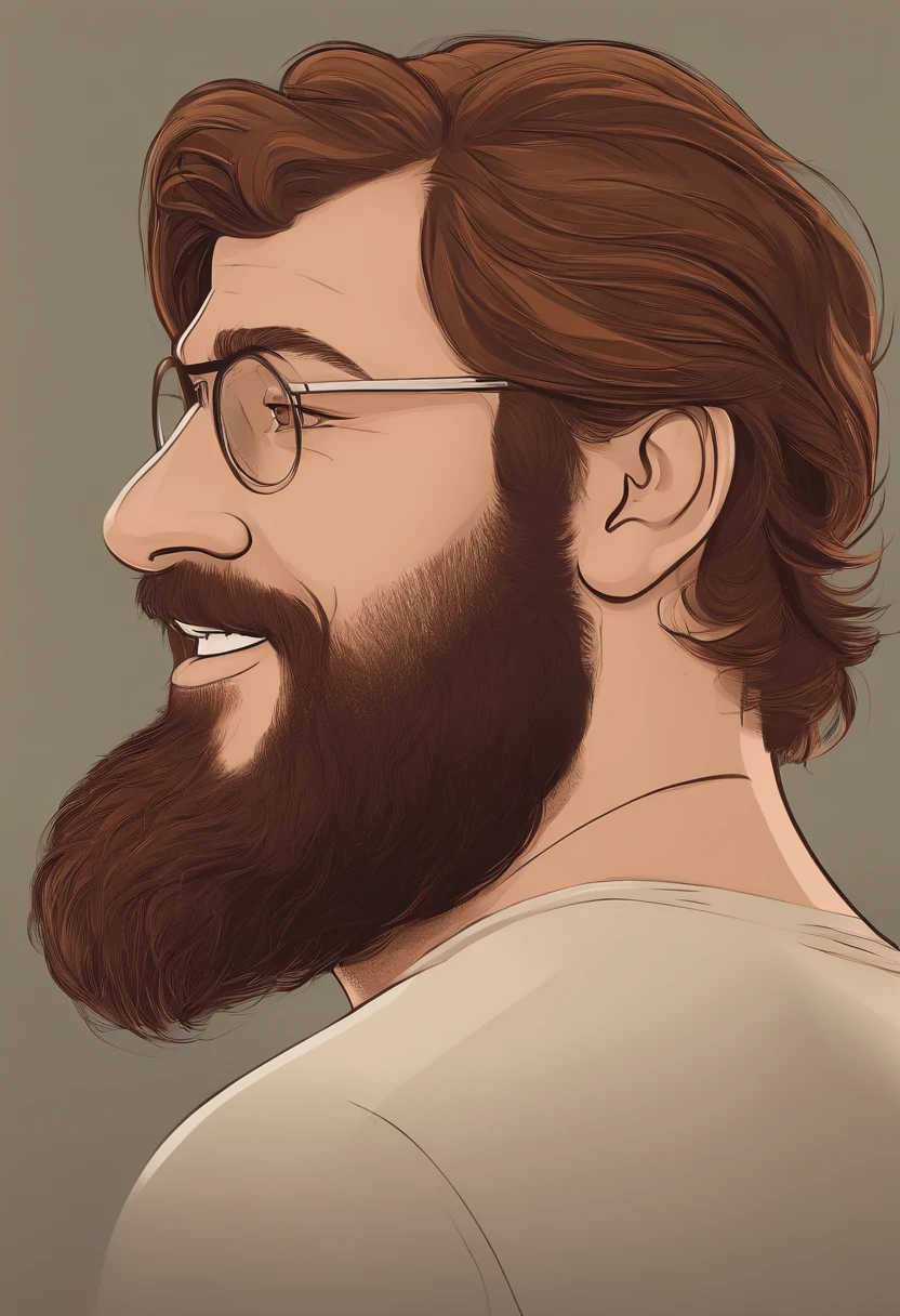 Um filme inspirado na Disney Pixar (MENINA branca JOVEM COM CABELO medio  CACHEADO castanho escuro ) dentro A cena estar na arte distinta do estilo PIXAR, 24-year-old man with beard with honey-colored eye eyes thin and smilingDisney Pixar poster style in high resolution