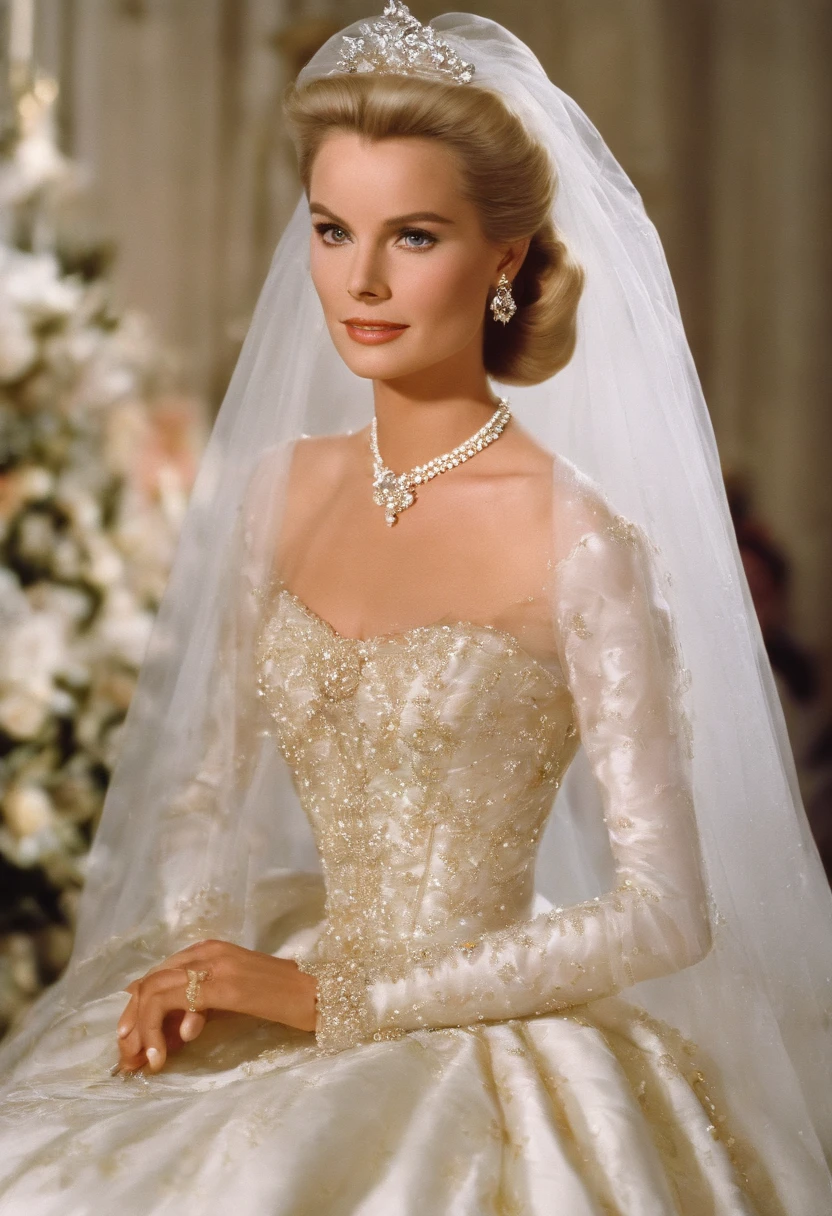 1980s style, Grace Kelly's royal wedding dress updated for the late 1980's with a Cinderella aesthetic