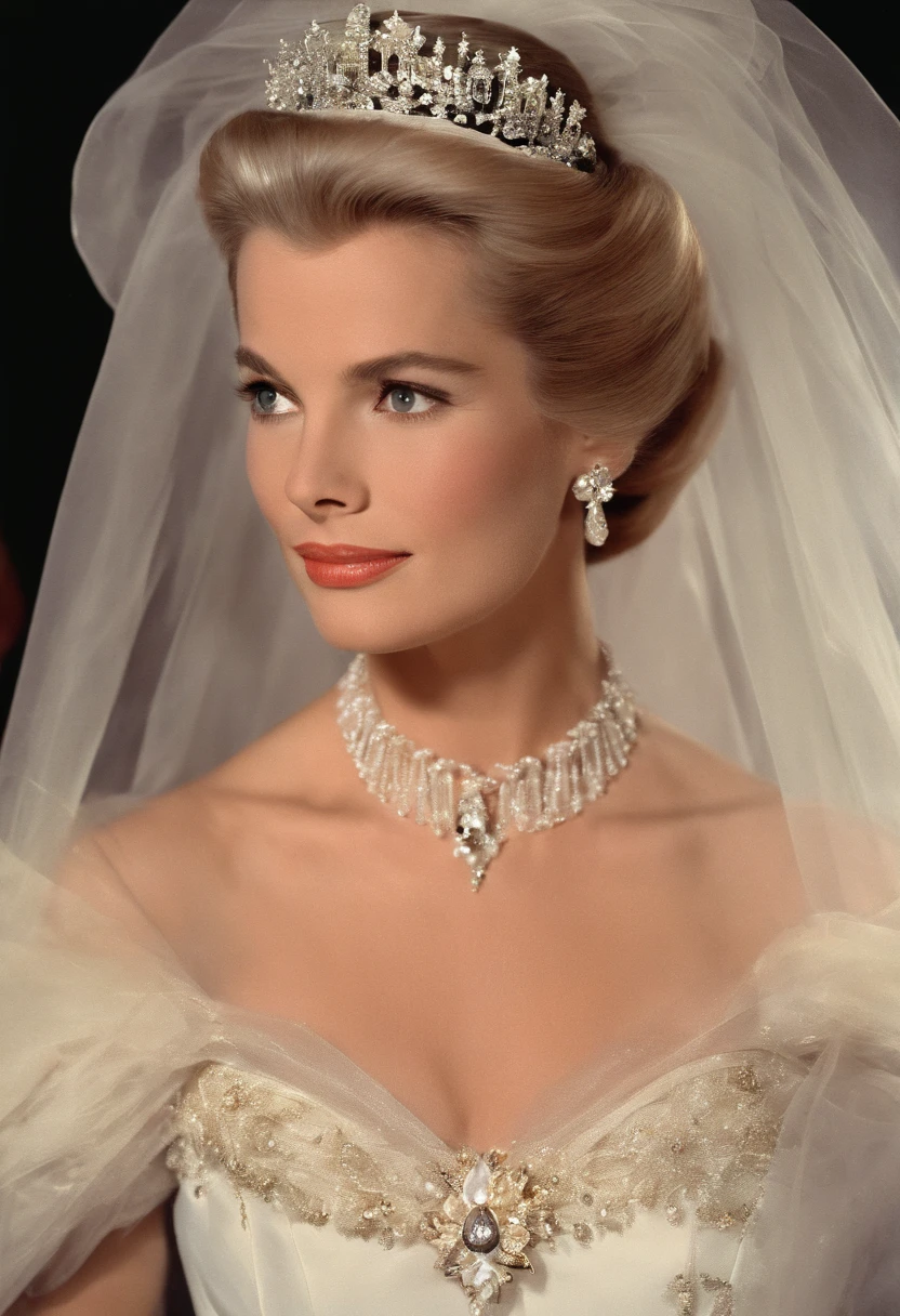 Grace Kelly dressed in elegant and sensual clothes and smiling