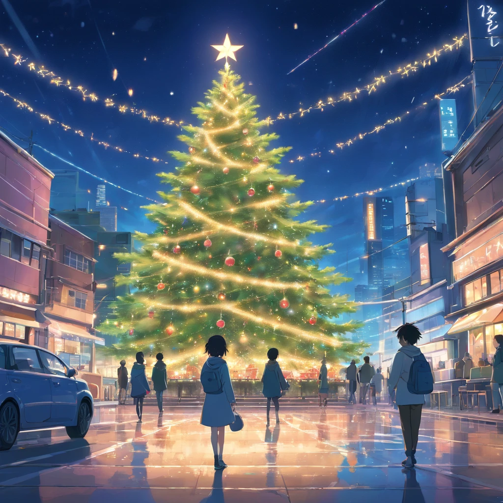 Natal、Zona urbana、Big Christmas Tree、Invernos、Noite、