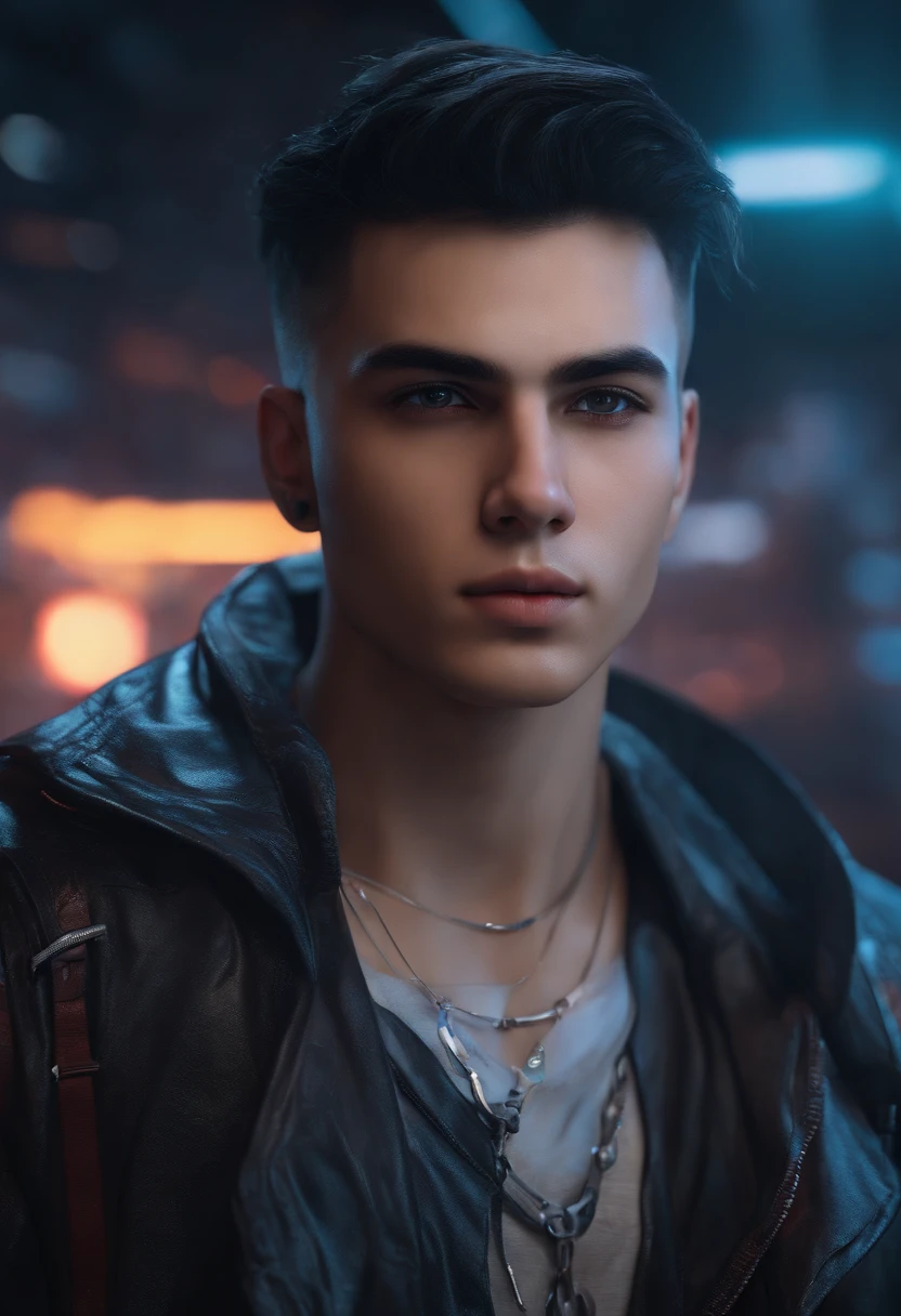 Change background cyberpunk handsome boy ultra .realistic face. 8k .