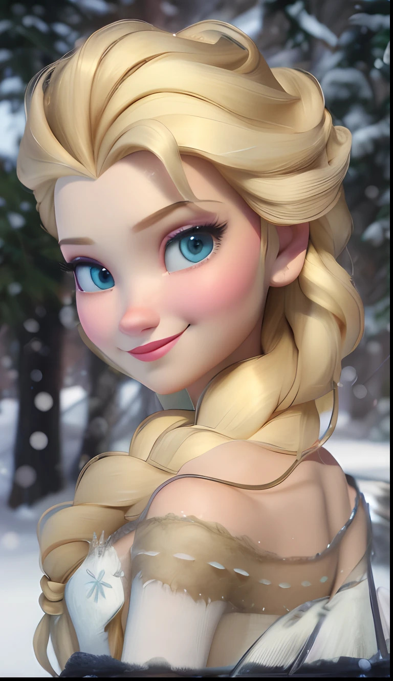 um close up de um personagem de desenho animado com um longo cabelo loiro, Elsa bonita, Disney fotorrealista, Retrato de Elsa de Arendelle, Retrato de Elsa de Frozen, Elsa, Loira - Princesa Cabelos, Elsa Congelada, in style of disney animation, Elsa, Frozen, Disney foto realista, retrato da princesa, 4K HD |. cabelos brancos de neve, CG 3D, 3 d cg |