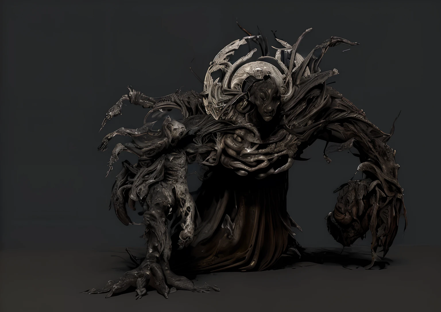 a monstrous creature made of a black alien fungus and flesh with a metal halo adorned around its head, deformed angel, fallen titan, ultra detailed photography of a monster from Silent Hill, horror instaport style, horror film, cinema style, prime art, 8k, perfect compositio, Beautiful detailed intricate octane render trend in ArtStation, 8k art photography, photorealistic conceptual art, Perfect cinematic light soft natural volumetric, Chiaroscuro, award-winning photography, masterpiece, oil on the canvas, Raphael, Caravaggio , Greg Rutkowski, Beeple, Beksinski, Giger, marvelous designer substance, realistic skin color, Mayan 8 mil, Realistic 3d Character, highly detailed face, Dishonored style, Disco Elysium Character, Art style of Cédric Peyravernay