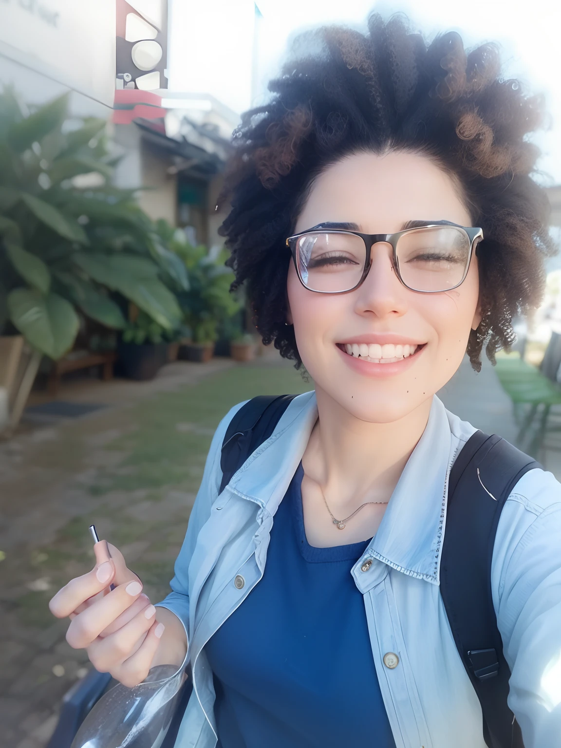 Psychologist drinking coffee in a coffee shop, imagem realista.