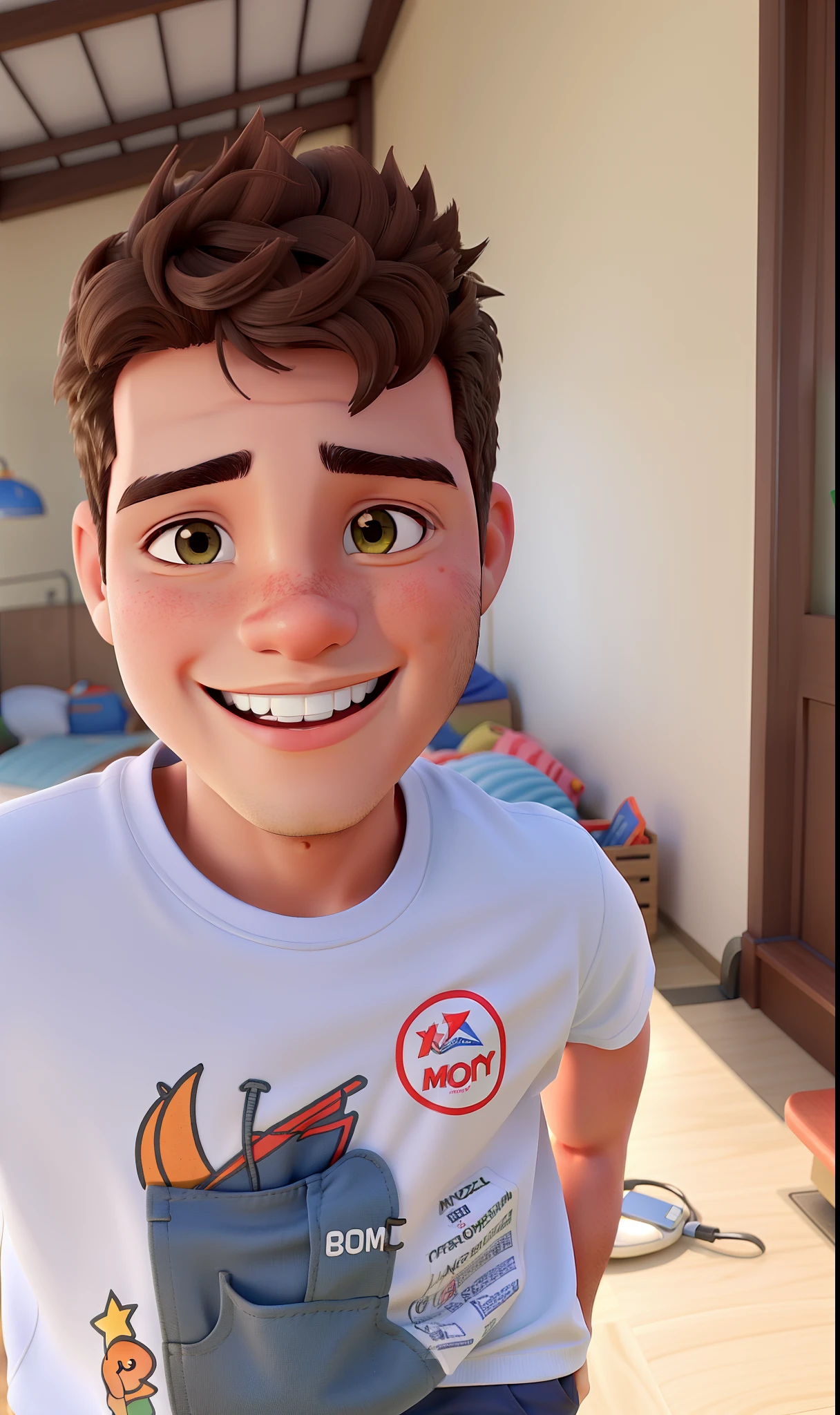 Um menino moreno com um sorriso lindo