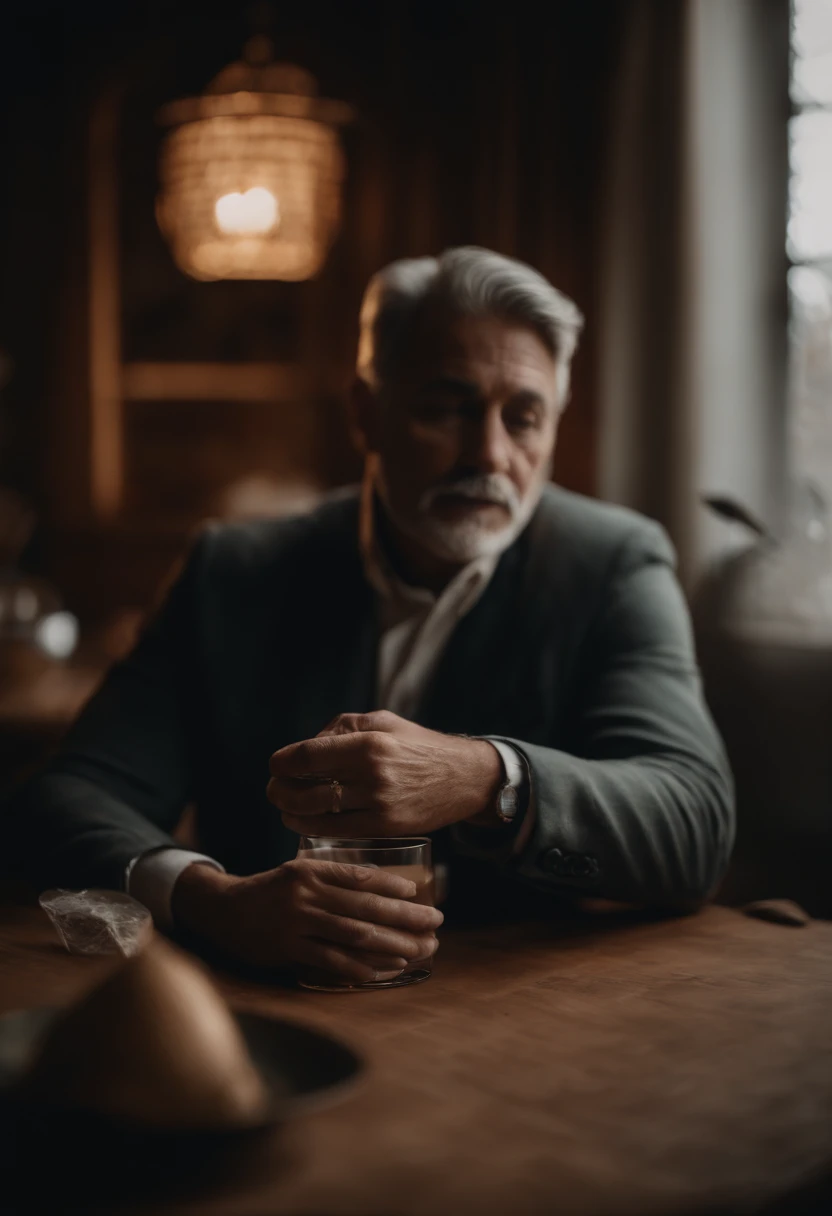 a gentleman sitting in a square, aged face, wrinkles, thoughtful countenance, photography style, FHD, 4k, dusk, 3:2 --auto --s2