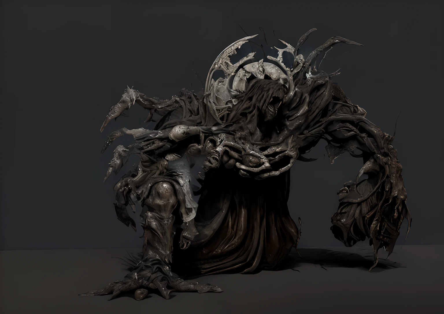 a monstrous creature made of a black alien fungus and flesh with a metal halo adorned around its head, deformed angel, fallen titan, ultra detailed photography of a monster from Silent Hill, horror instaport style, horror film, cinema style, prime art, 8k, perfect compositio, Beautiful detailed intricate octane render trend in ArtStation, 8k art photography, photorealistic conceptual art, Perfect cinematic light soft natural volumetric, Chiaroscuro, award-winning photography, masterpiece, oil on the canvas, Raphael, Caravaggio , Greg Rutkowski, Beeple, Beksinski, Giger, marvelous designer substance, realistic skin color, Mayan 8 mil, Realistic 3d Character, highly detailed face, Dishonored style, Disco Elysium Character, Art style of Cédric Peyravernay