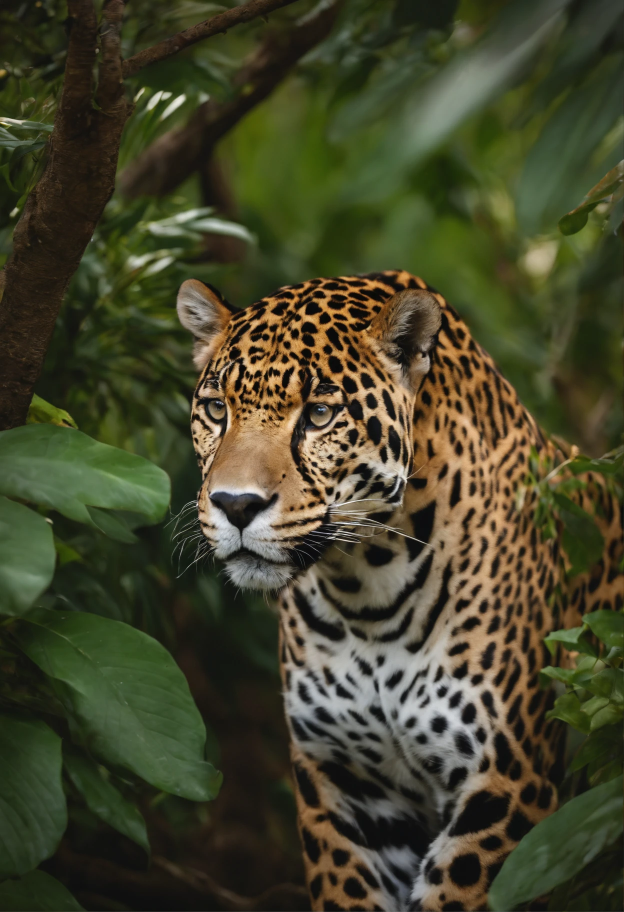 Jaguar showing only its head in the bush