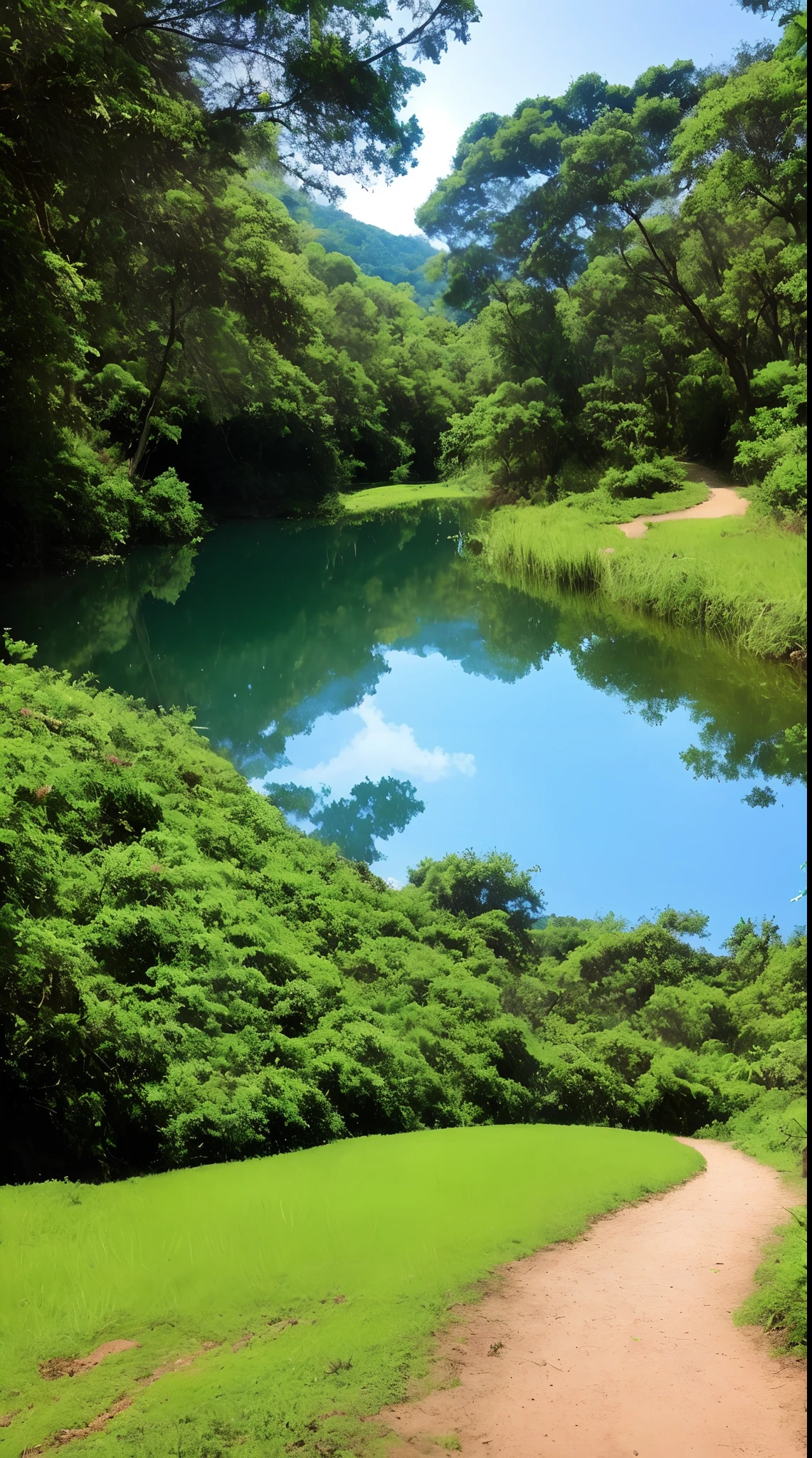 Path leading to a lake with a tree in the background, natureza deslumbrante no fundo, levando a uma bela, papel de parede da natureza, Trampolins, natureza realmente bonita, paisagem da natureza, Natureza Bonita, tranquilidade de outono, Um belo caminho em uma floresta, Nature scenery, lugar bonito, caminhos de pedra, Natural Scenic Beauty, tranquilo e sereno, Fundo bonito do lago