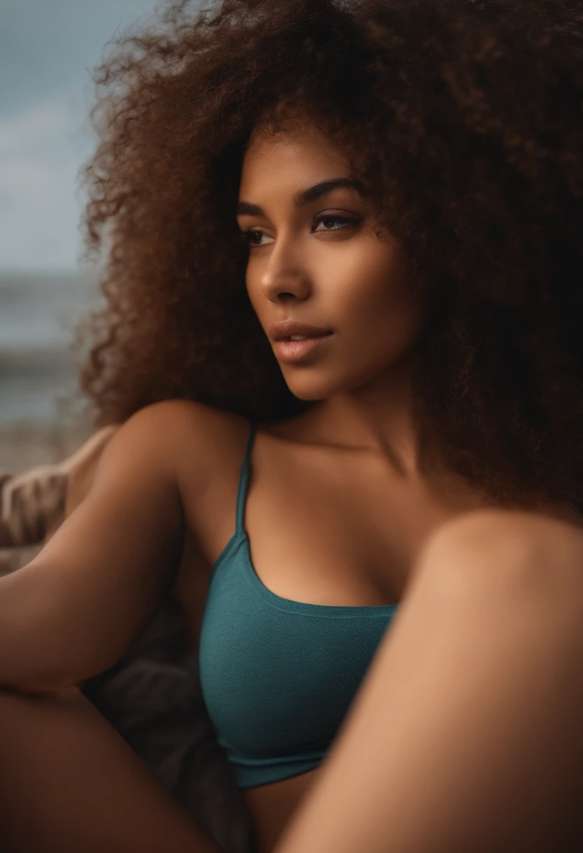 Close-up photo of a slightly hairy pubic girl of a young mulatto