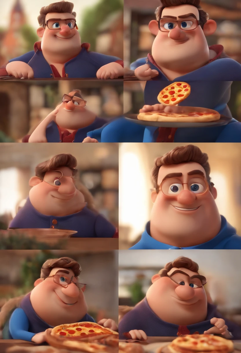 personagem dos desenhos animados de um casal feliz comendo pizza e tomando chopp, animation character, Caractere estilizado, animation style rendering, 3D estilizado, Arnold Maya render, 3 d render stylized, toon render keyshot, Personagem 3D, Personagem 3D, 3d rendering stylized, 3 d character render, personagem de desenho animado, Personagem de close up, Pose de personagem, (Estilo Pixar) (master part:1.2) (Bokeh) (best quality) (pele detalhada) (textura detalhada) (8k) (argila) (Cinematic lighting) (foco nítido