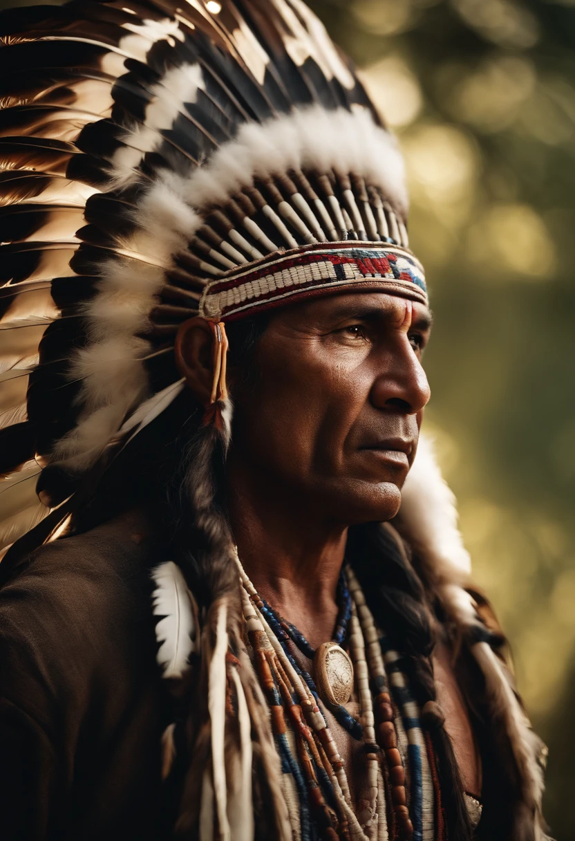 masterpiece, best quality, Thousands of American Indian tribes gathered in the forest, serious face, realistic, looks real, cinematic, scrathes, full body, face expression clear