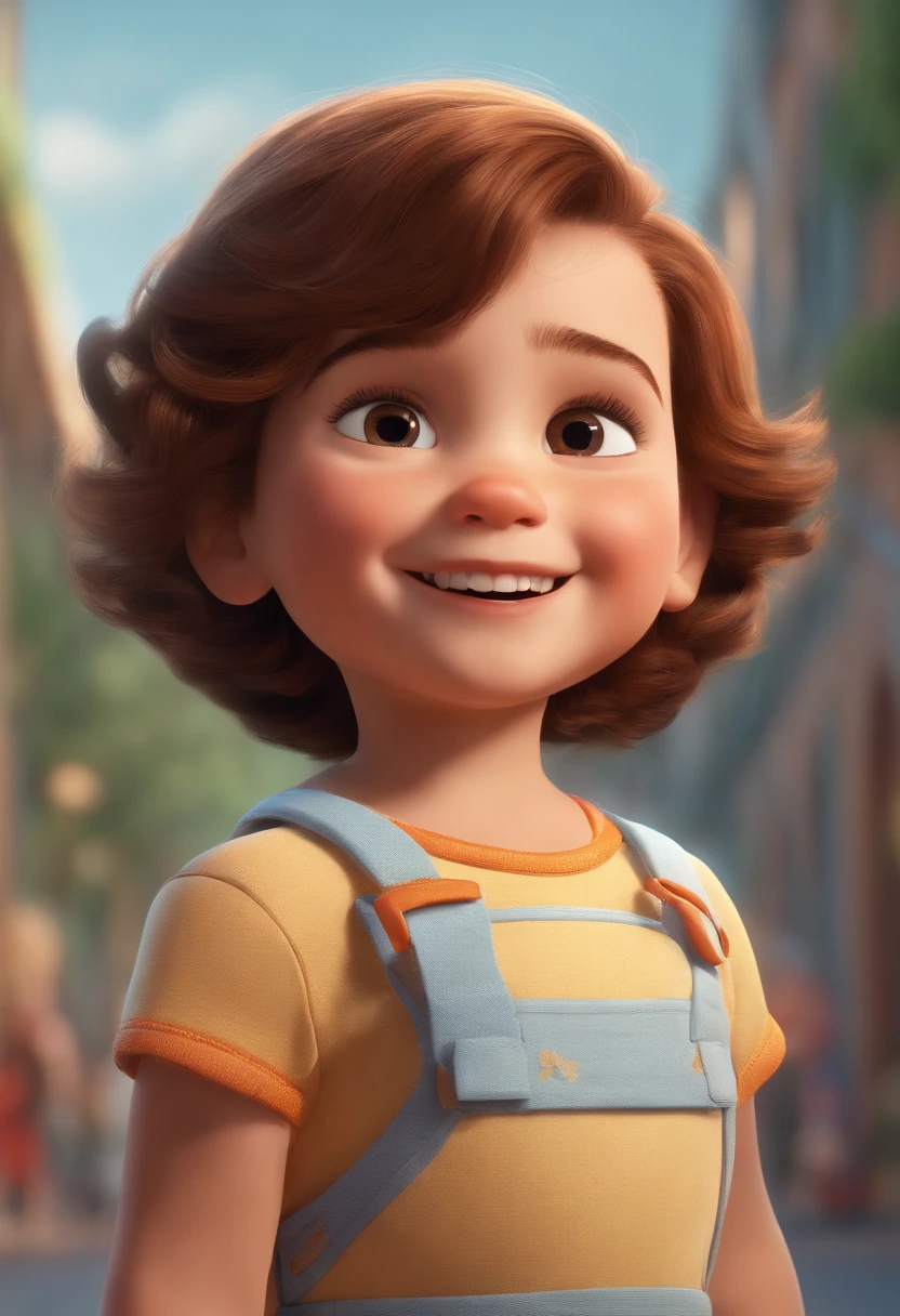 a happy cute standing short hair, vestindo uma fantasia espacial, , fundo branco, barnet, tom, Estilo Pixar, ..3d, desenhos animados, rosto detalhado, asymmetrical 16k
