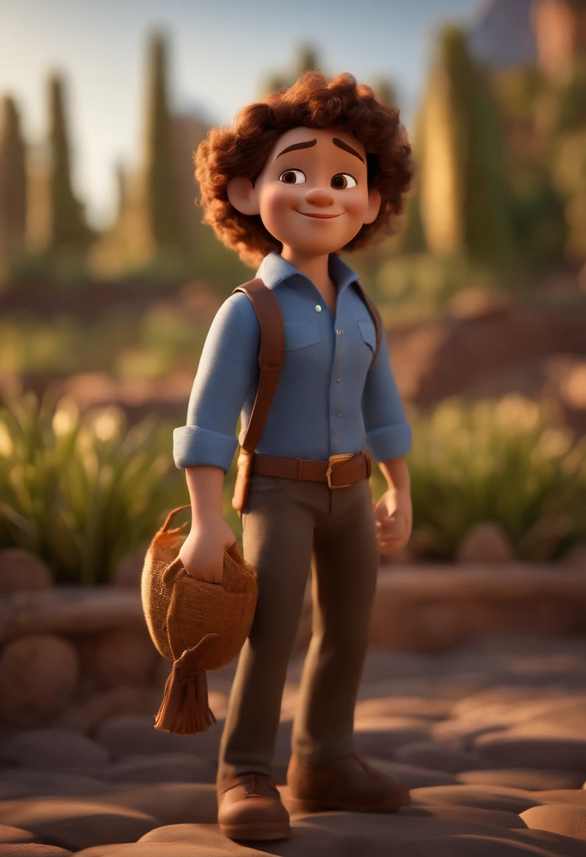 Garoto, estilo disney, tom de pele: claro:  Cabelo: marrom escuro, liso, curto, penteado para o lado direito. camisa: social, Cor azul. Fundo: Gray and white gradient,Comemorando, Hands raised, sorrindo, feliz, (estilo pixar) (obra-prima:1.2) (bokeh) (melhor qualidade) (pele detalhada) (textura detalhada) (8k) (claymation) (cinematic lighthing) (foco nítido