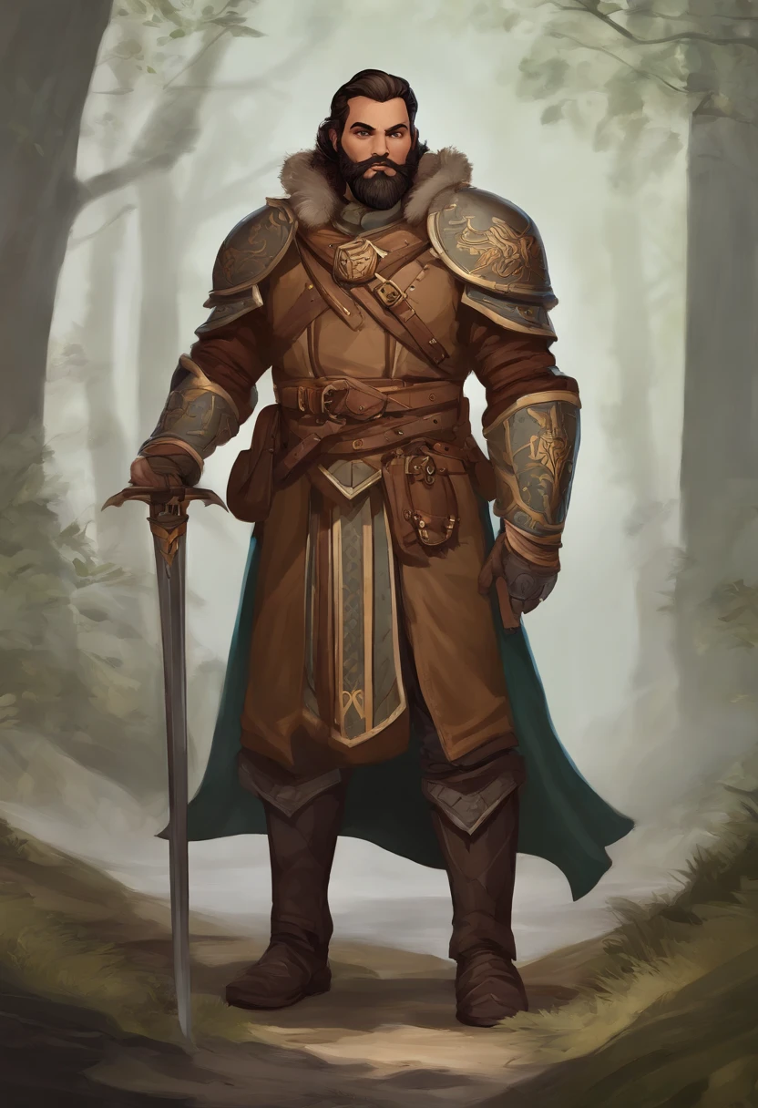 um desenho de um homem um pouco gordo com um escudo e um escudo, Vencedor do concurso de design de personagens, design de personagem guerreiro, design de personagens de d & d, d&d character commission, personagem dnd guerreiro, conceito de personagem de fantasia heroica, comic character design, d & d design de personagens, arte conceitual colorida, conceito de personagem de fantasia, Conceito de personagem DND Golias, conceito de personagem