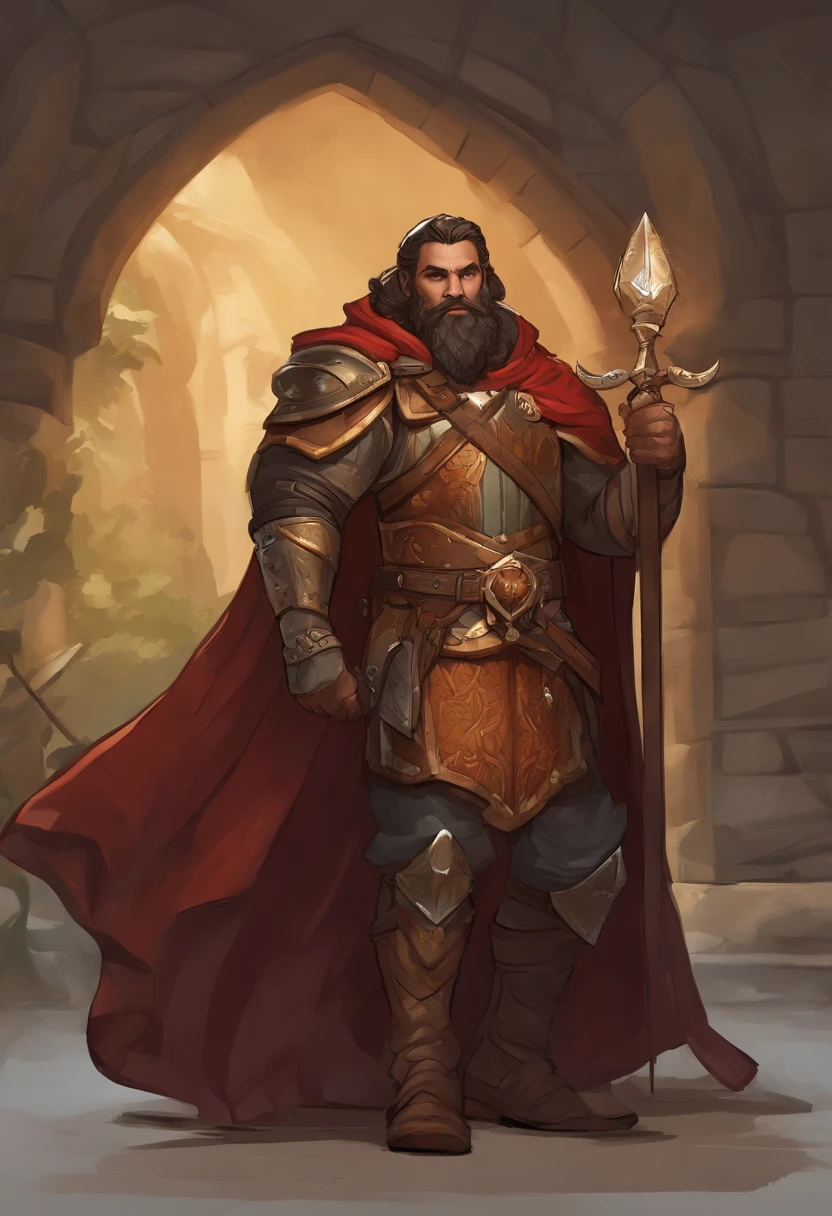 um desenho de um homem um pouco gordo com um escudo e um escudo, Vencedor do concurso de design de personagens, design de personagem guerreiro, design de personagens de d & d, d&d character commission, personagem dnd guerreiro, conceito de personagem de fantasia heroica, comic character design, d & d design de personagens, arte conceitual colorida, conceito de personagem de fantasia, Conceito de personagem DND Golias, conceito de personagem