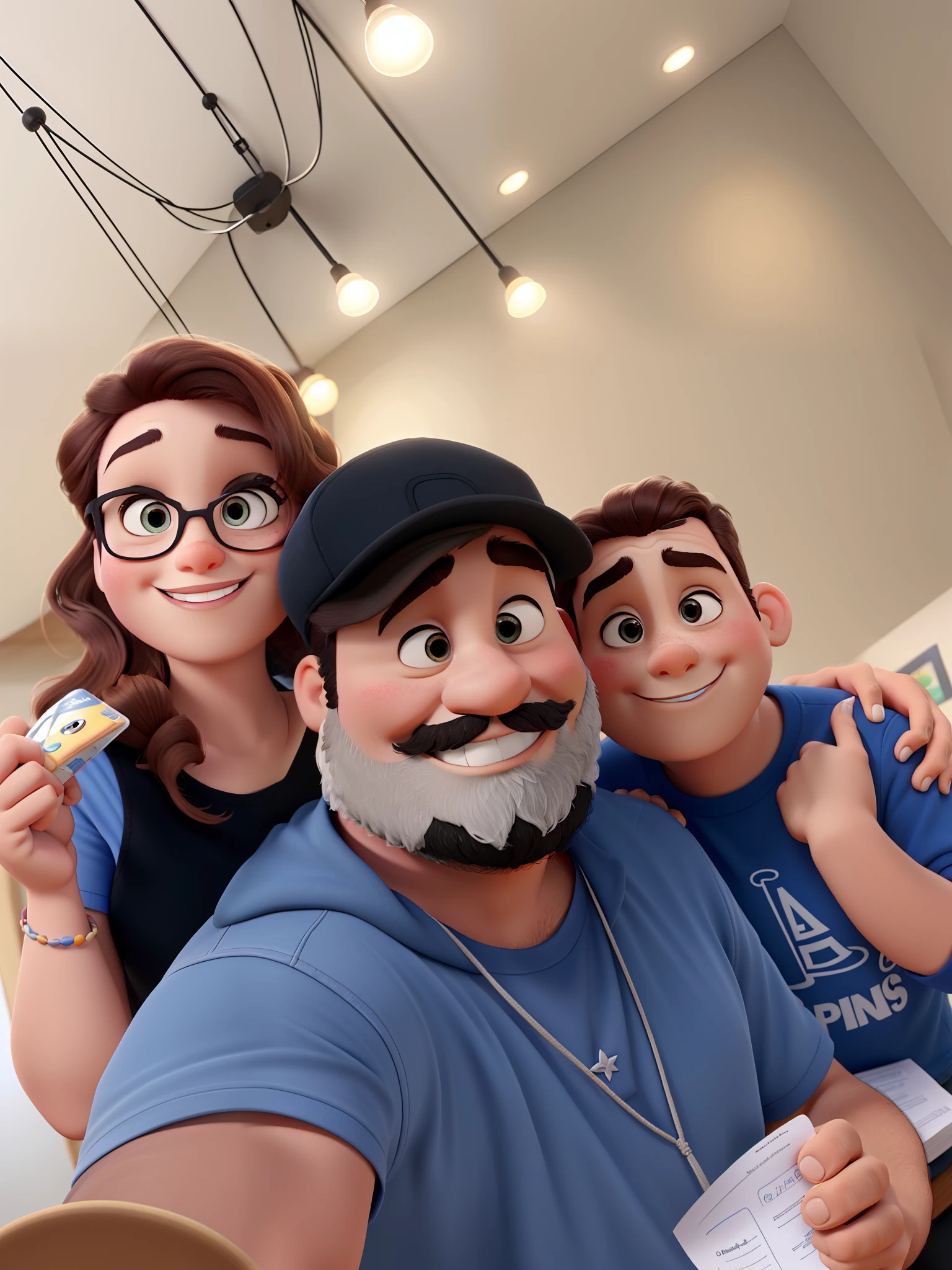 A Pixar-Style Family, pai de barba, alta qualidade, melhor qualidade
