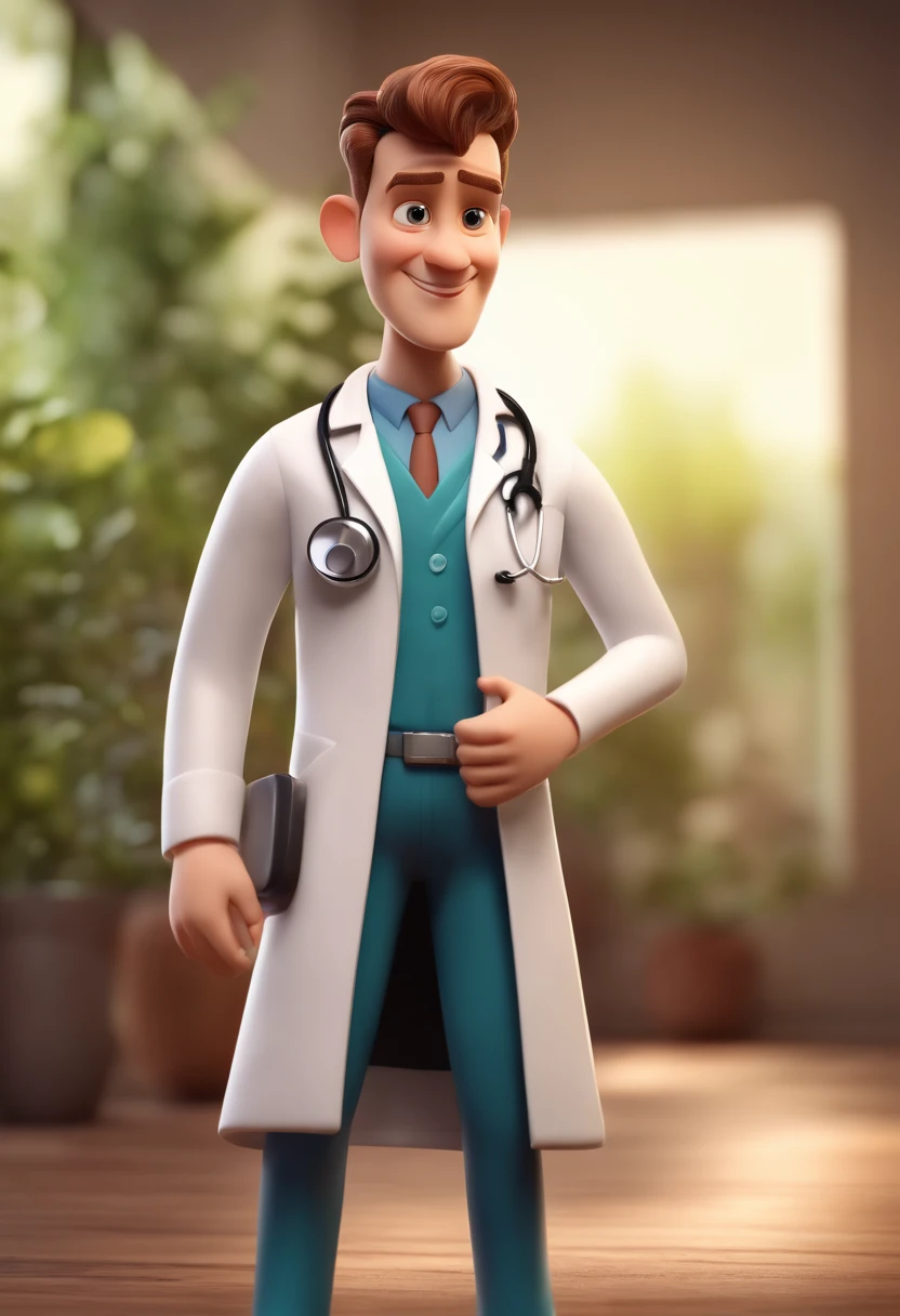 Cartoon character of a doctor man and a doctor woman wearing lab coat and stethoscope , um personagem animado, Caractere estilizado, animation style rendering, 3D estilizado, , 3 d render stylized, toon render keyshot, Personagem 3D, Personagem 3D, 3d rendering stylized, 3 d character render, personagem de desenho animado, Personagem de close up, Pose de personagem, (Estilo Pixar) (Bokeh) (best quality) (pele detalhada) (textura detalhada) (8k) (argila) (Cinematic lighting) (foco nítido,Senta e vaza a parte superior do corpo