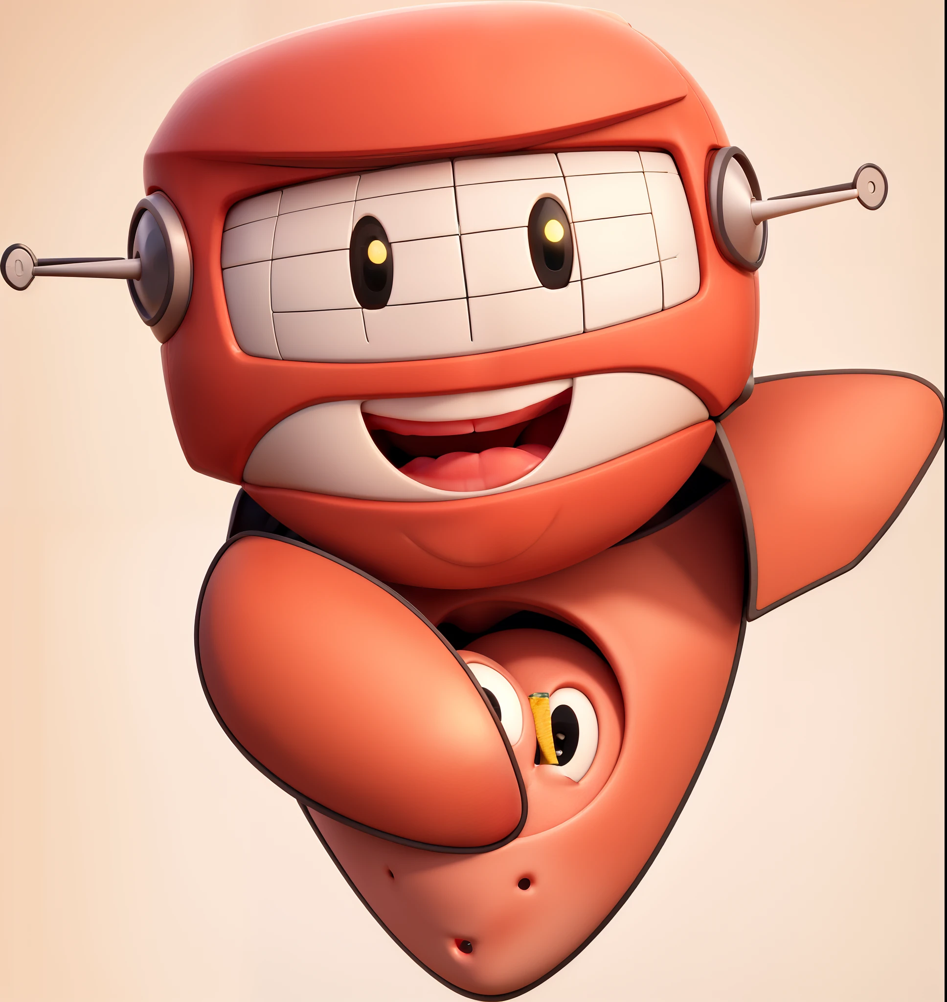 Obra-prima, de melhor qualidade, A smiling robot, Infantile trait, moderno, metalizado, vermelho