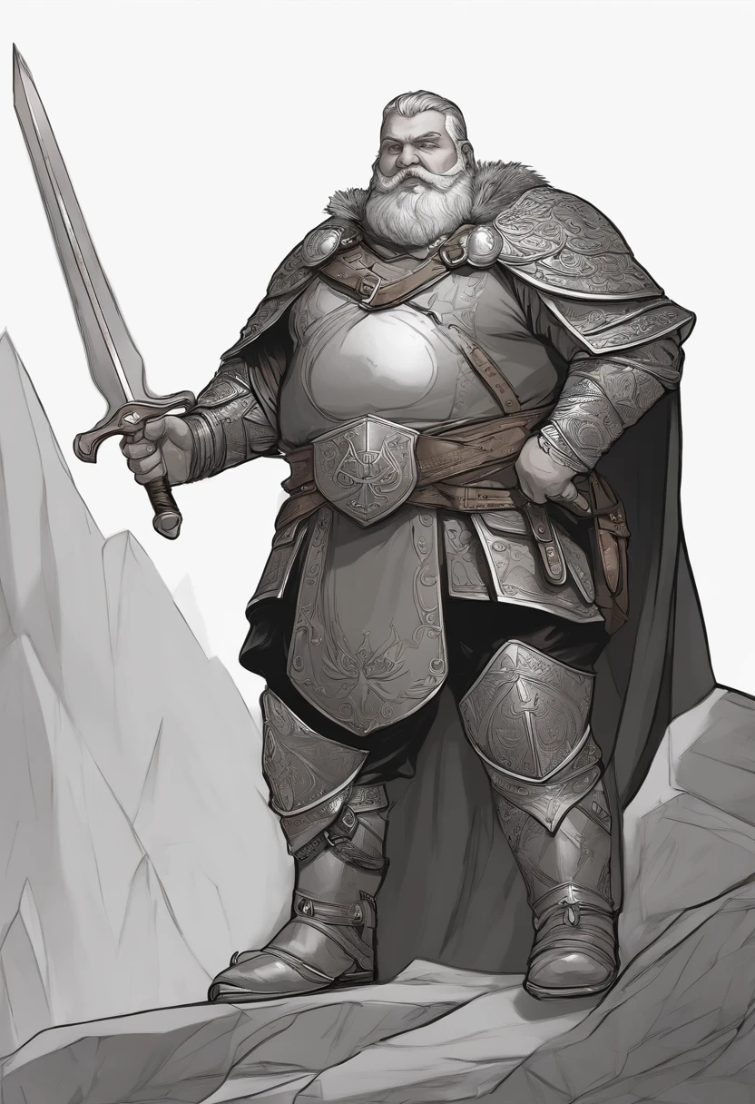 There's a drawing of a fat man, com um escudo, Vencedor do concurso de design de personagens, design de personagem guerreiro, design de personagens de d & d, d&d character commission, personagem dnd guerreiro, conceito de personagem de fantasia heroica, comic character design, d & d design de personagens, arte conceitual colorida, conceito de personagem de fantasia, Conceito de personagem DND Golias, conceito de personagem