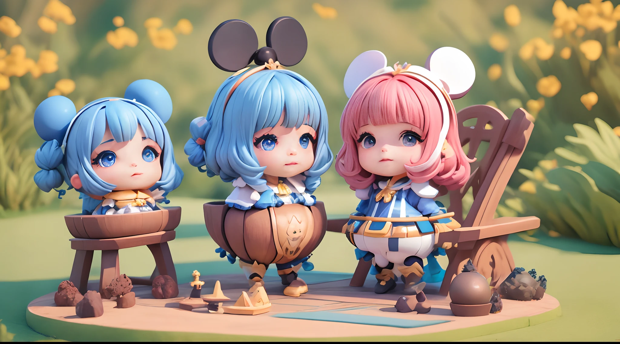 Personagem da disney de cabelo cacheado com mechas loira olhos azuis de peito grande