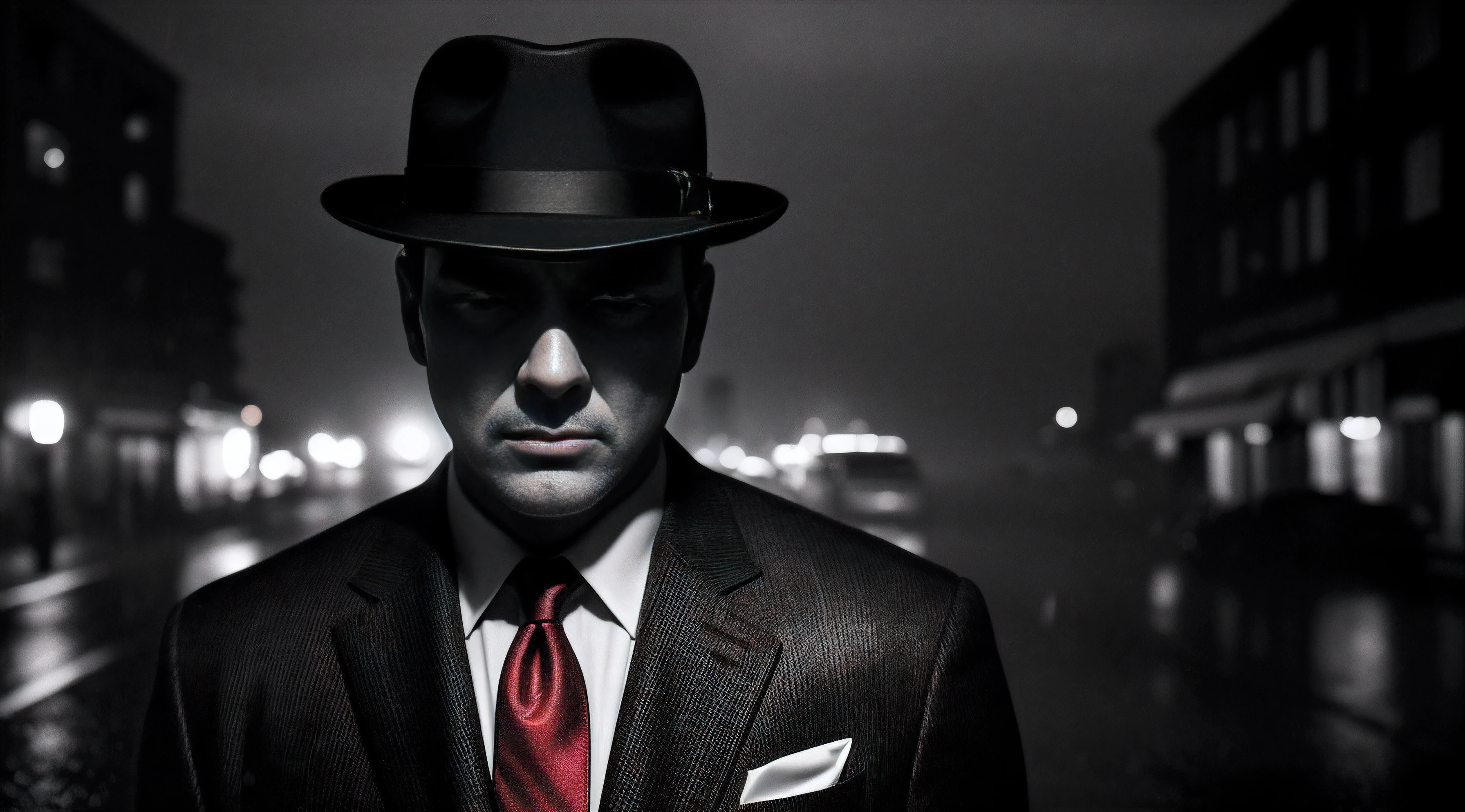 Arafed man in a suit and tie with a hat and a red tie - SeaArt AI