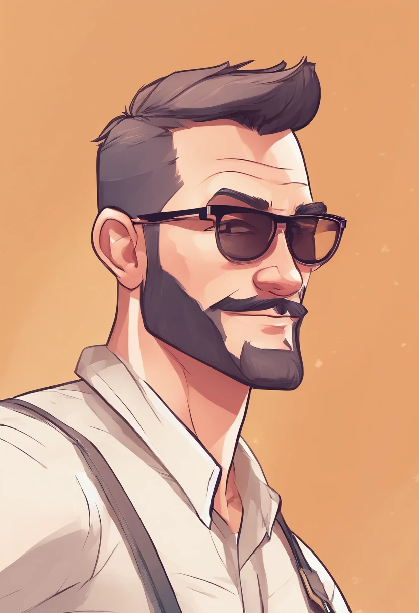 Cartoon character, alone, of a man 40 years old, light brunette, with black glasses, bald, very short beard and mustache, a blue shirt, animation character, stylized character, animation style rendering, cartoon rendering keyshot, Cartoon character, Cartoon character, Stylized 3D rendering, Cartoon character rendering, cartoon character, Close up character, Character pose, (Pixar Style) (master piece:1.2) (Bokeh) (best quality) (detailed skin) (detailed texture) (4k) (clay) (Cinematic lighting) (sharp focus)
