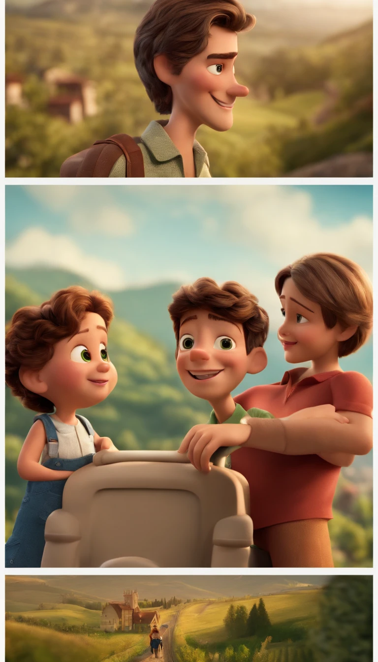 Txt2Img
Studio
21:12:25
a movie poster by Disney Pixar spotting a white lovely family. The father has green eyes and short beard, brown, short and spikey hair. The mom has brown eyes and wavy short hair,  The little boy is 3-years old and has brown eyes and hair and plays with a little train The background is an italian panorama. 3d render