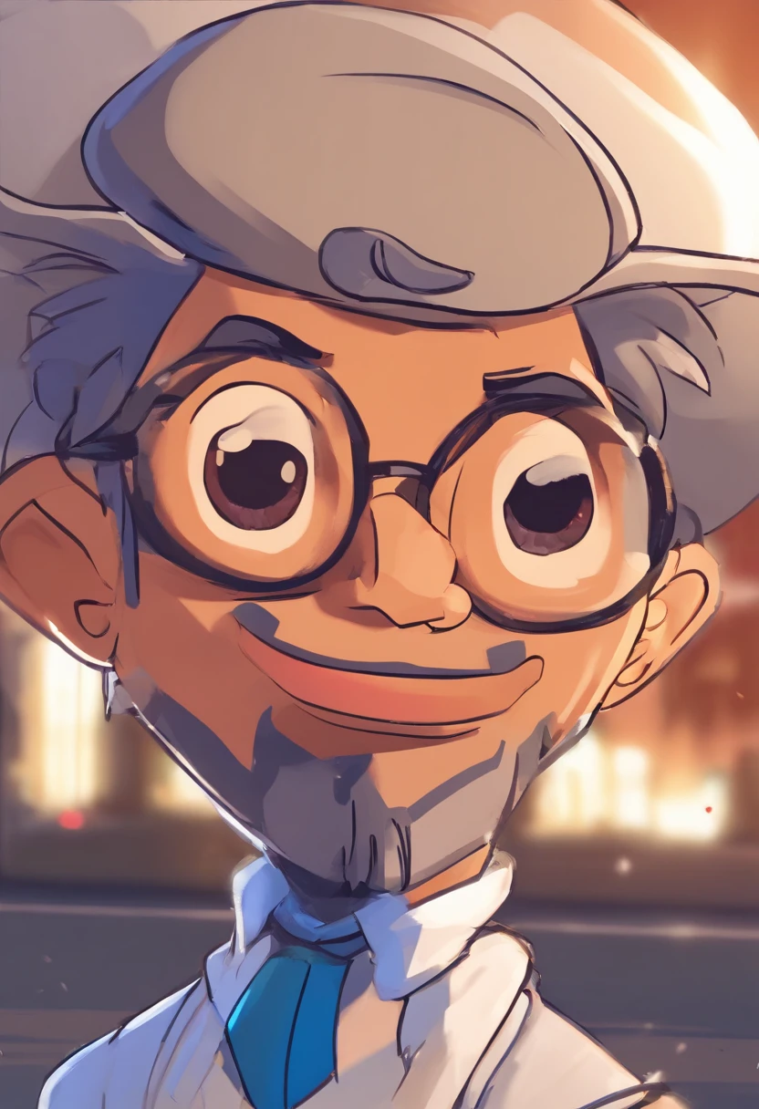 personagem de desenho animado, soio, de um homem de 40 anos, morena clara, with black eyeglasses, em breve, sem cabelo, barba e bigode muito curtos, uma camisa azul, sem cabelo, em breve, animation character, Caractere estilizado, animation style rendering, Cartoon Rendering Keyshot, personagem de desenho animado, personagem de desenho animado, stylized 3d rendering, Cartoon character rendering, personagem de desenho animado, Personagem de close up, Pose do personagem, (Estilo Pixar) (piece of master:1.2) (Bokeh) (best quality) (pele detalhada) (textura detalhada) (4k) (argila) (Cinematic lighting) (foco nítido)