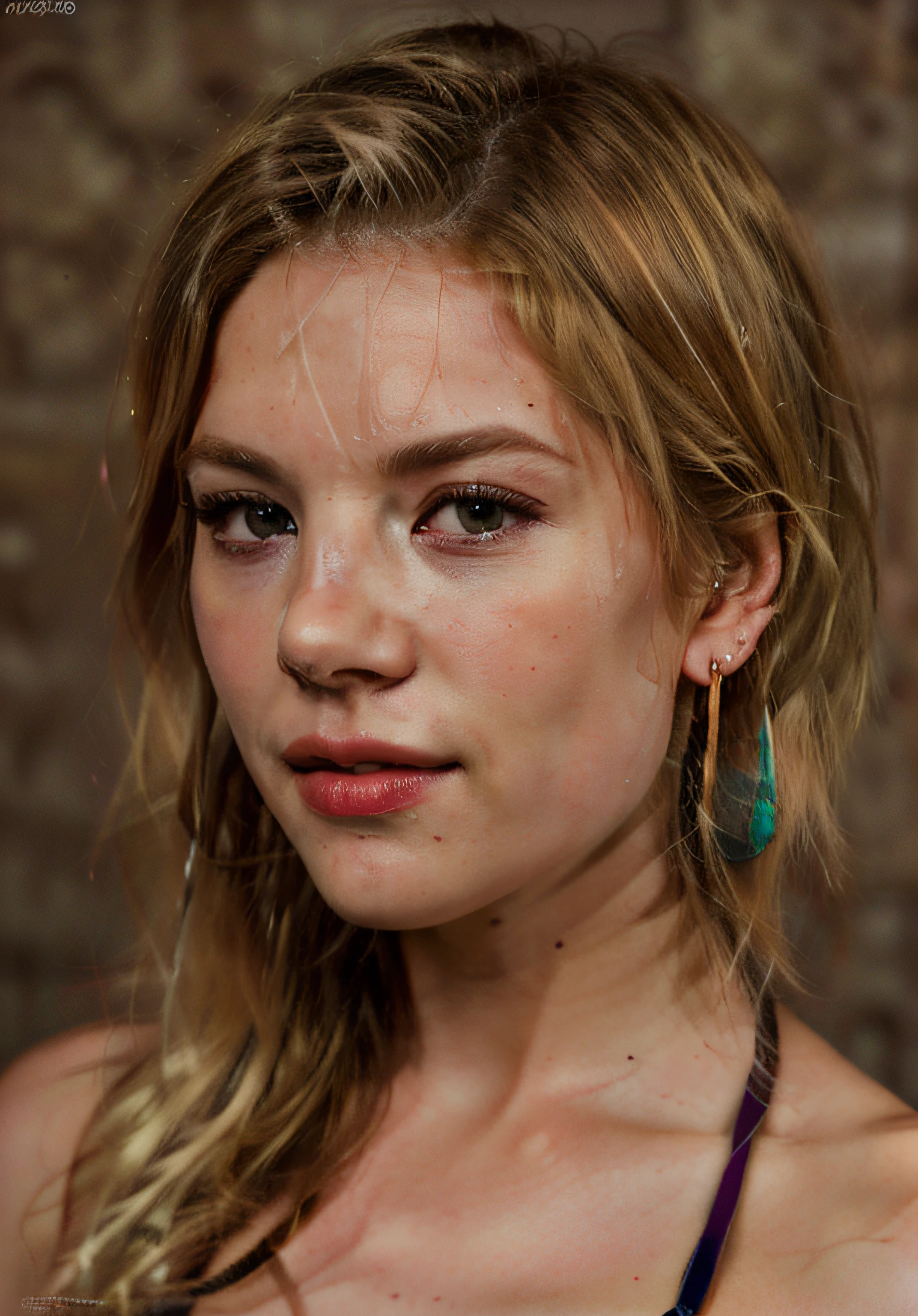 photo of kathwin with long blonde hair and a earring, (high detailed skin:1.2), 8k uhd, dslr, soft lighting, high quality, 80mm, hasselblad, HDR