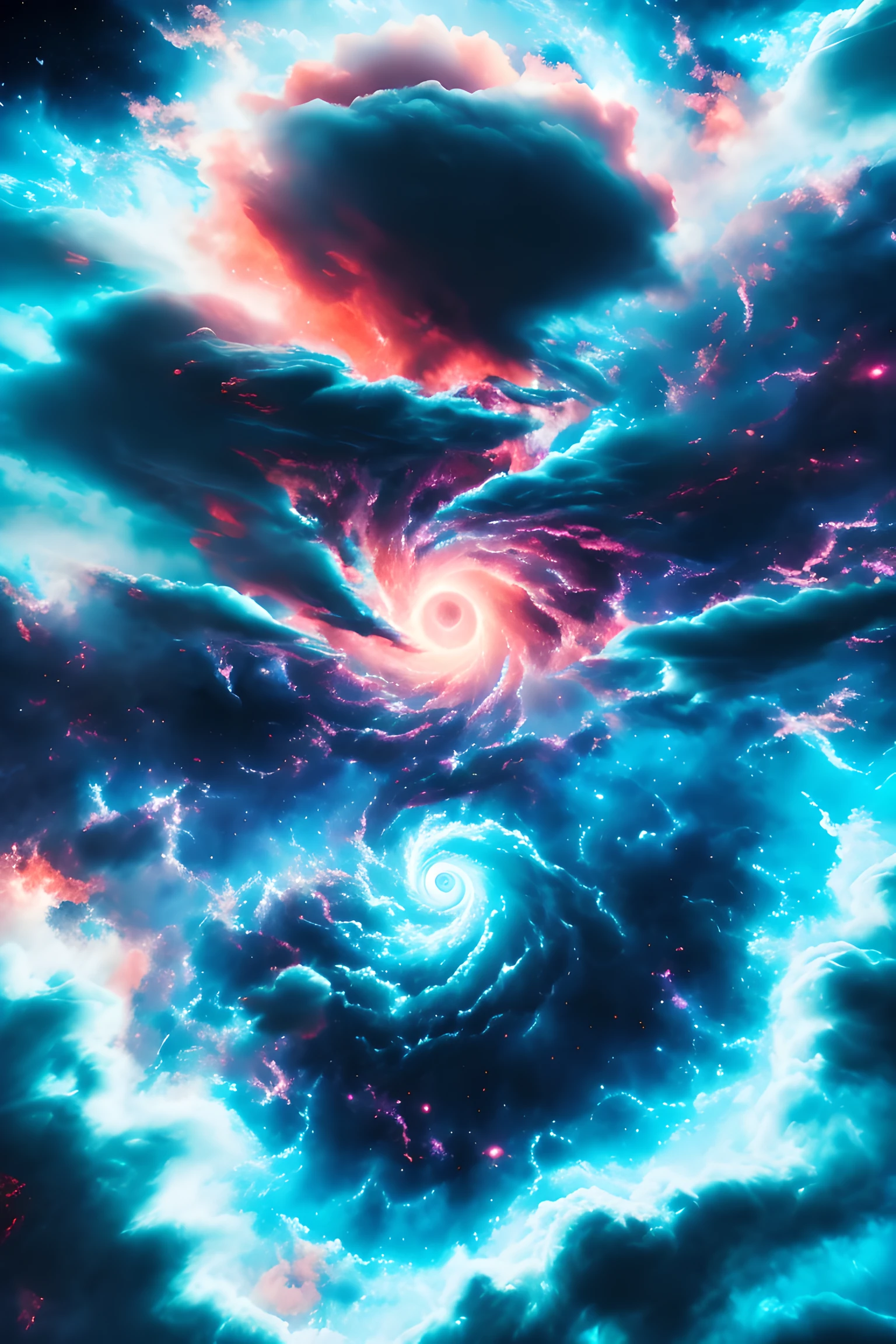 (Solo) Incredible and spectacular cloud figure Sophie Turner emergency scene in cosmic clouds, Chain of fractal nebulae, cosmic, Celestial, cosmic, A vibrant and vivid entity, whirly, Spinning, unreal, High contrast, Symbolism, magical, mistic, mistic, Hyper-realistic, Supersaturation, Colorful, 8K