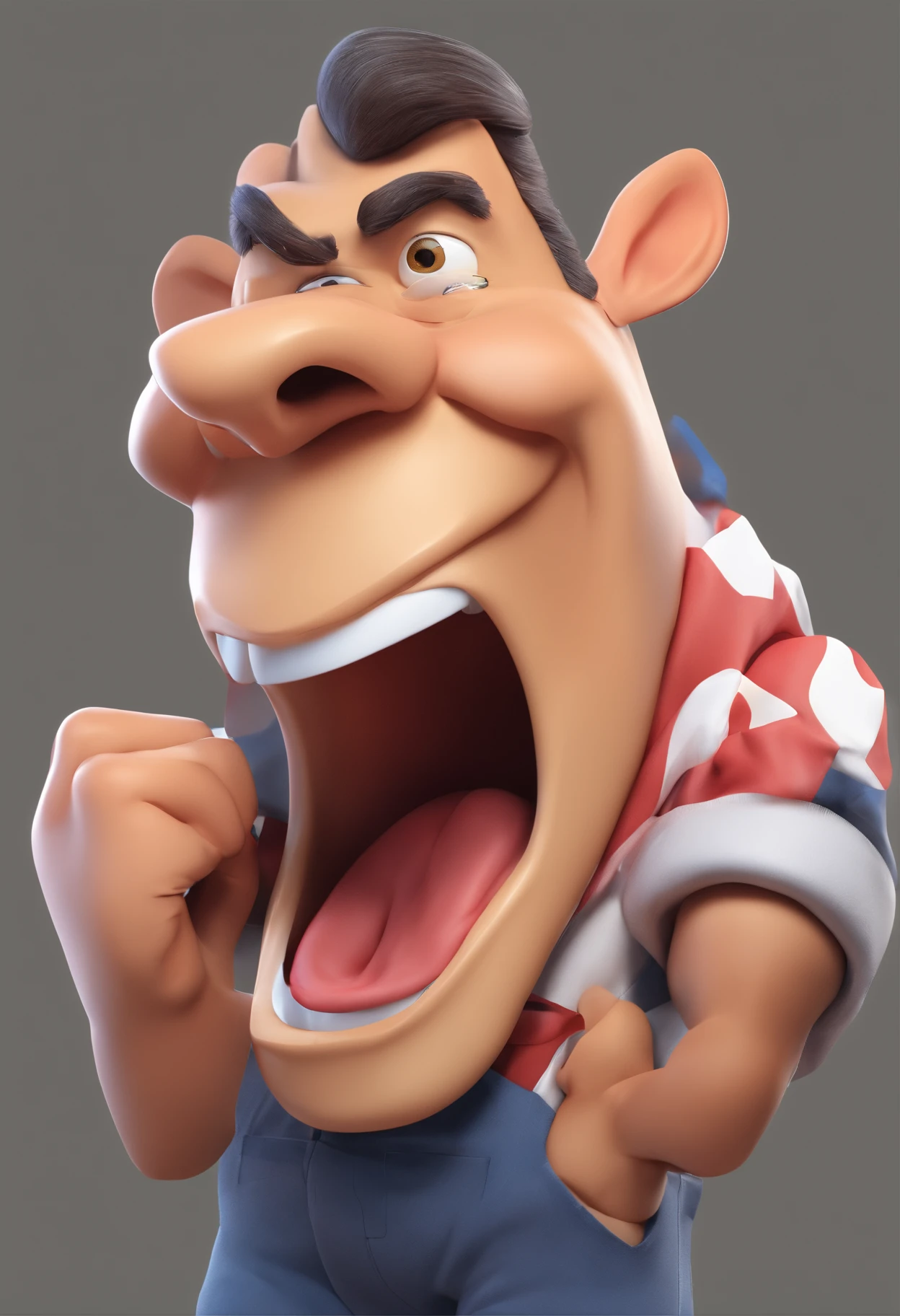 Smiling Man Illustration, sorriso insano, Homem de pele marrom com um sorriso gigante, happily smiling at the camera, sorriso atrevido, he's smiling, sorriso muito grande, Macho sorridente, foto de perfil headshot, rindo sorriso enorme, desenhando no estilo de Arte 3D, c4d, fundo de cor branco puro, estilo disney, estilo pixar render ilustracao Super Detalhe, 8k