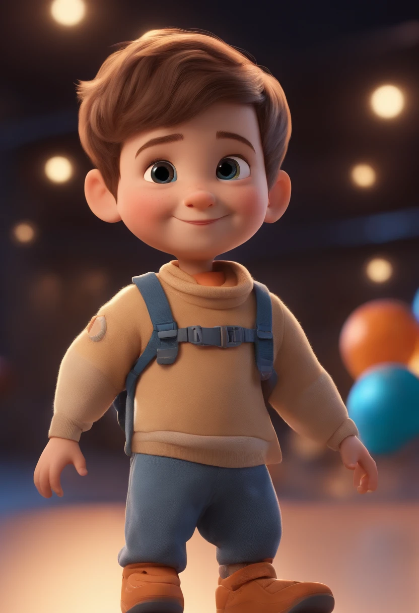 a happy cute ??? standing short hair, vestindo uma fantasia espacial, , fundo branco, barnet, Tom, Estilo Pixar, ....3d, desenhos animados, rosto detalhado, asymmetrical 16k
