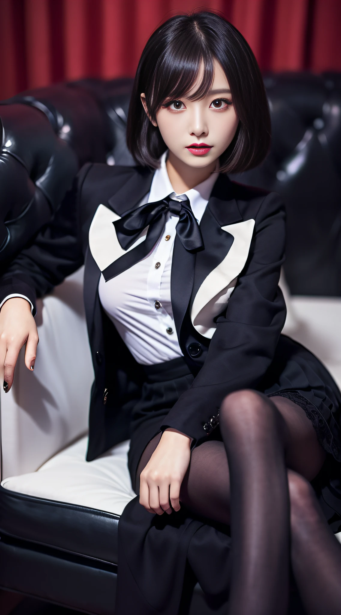 Charming beauties、black pantyhose、Suit jacket、Black tight skirt、beauty legs、Dyed in darkness、lacy fabric、Brainwashing makeup、brainwashed
