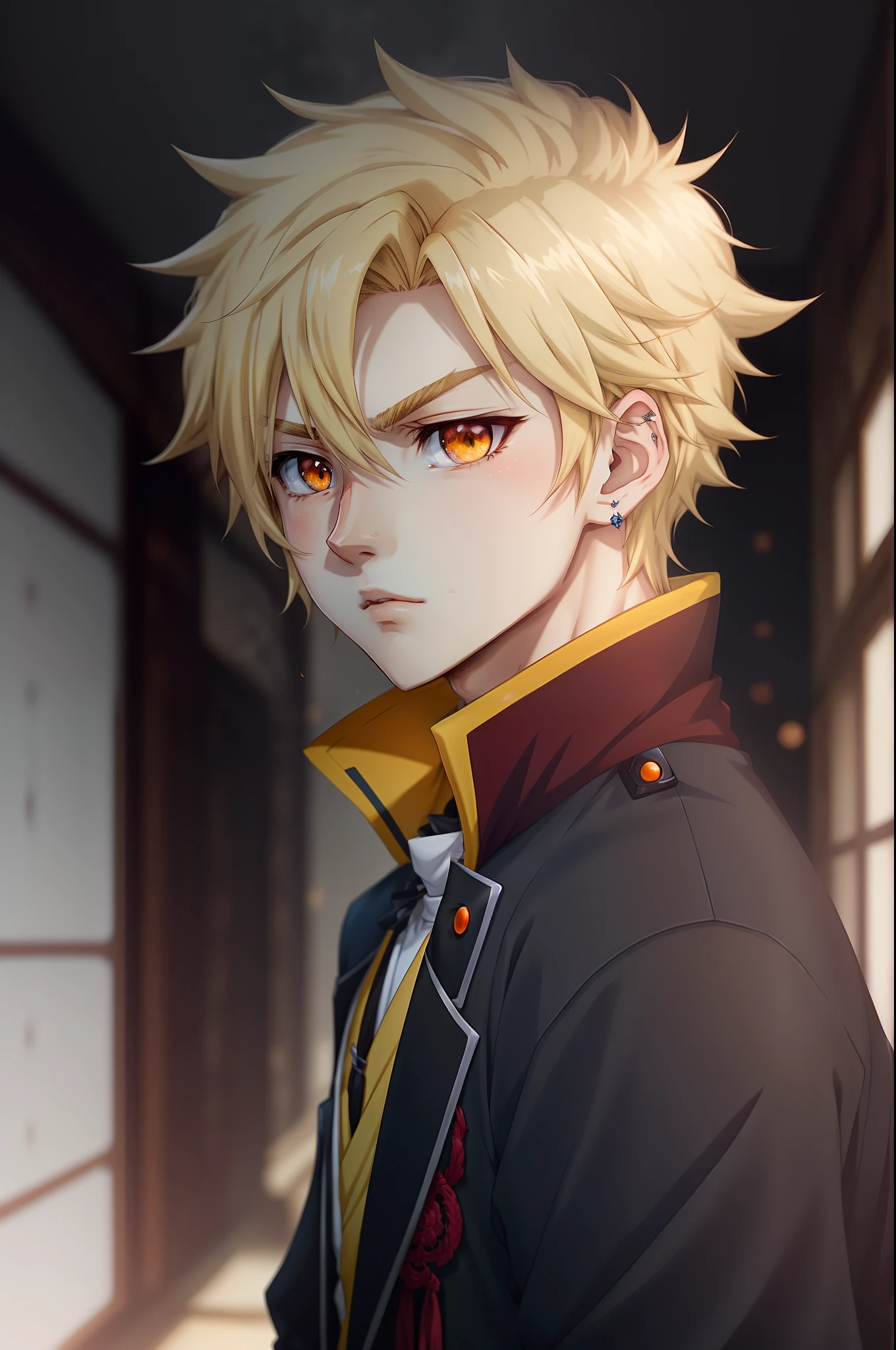 anime boy with yellow eyes and blond hair, prince